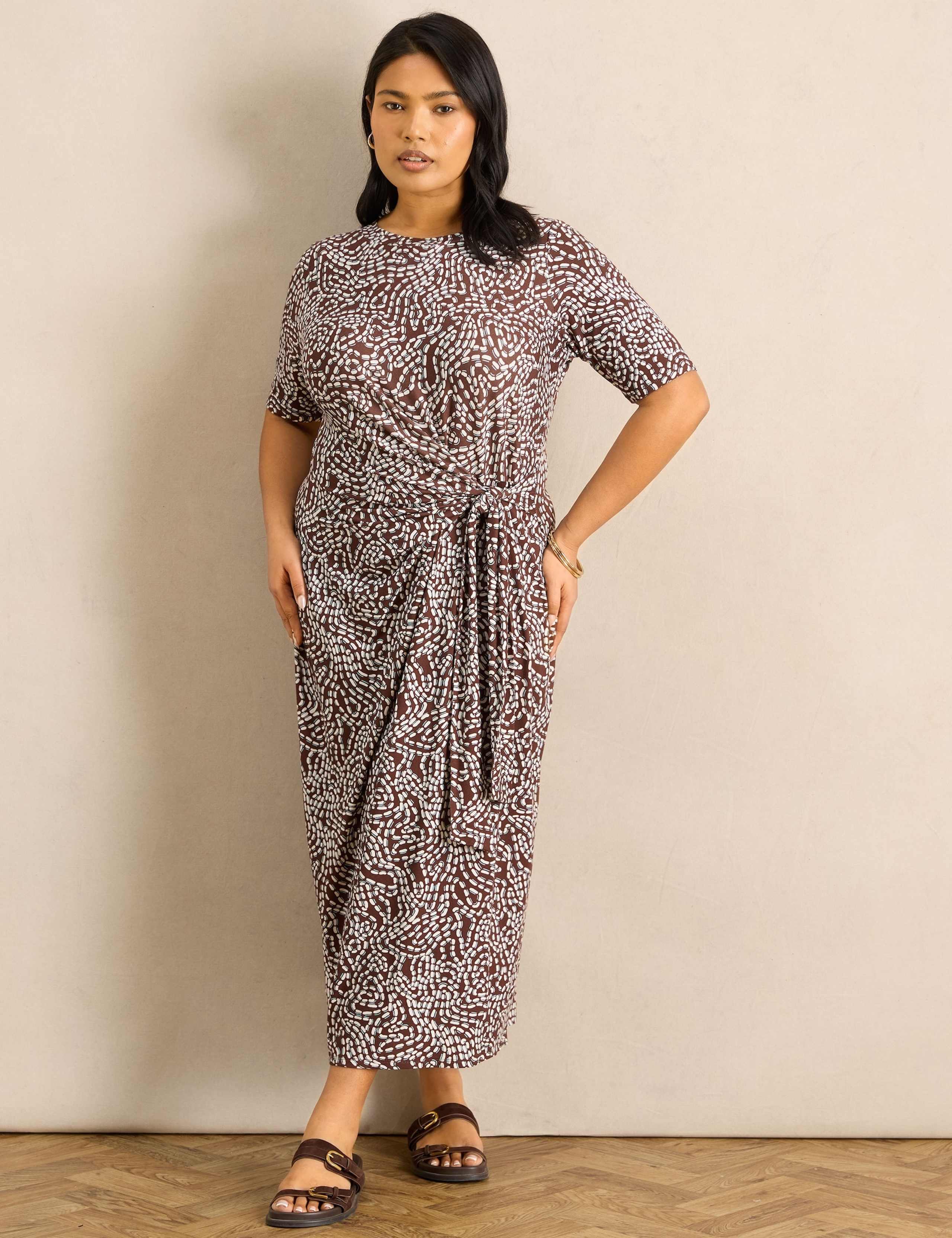 Printed Tie Detail Midaxi Column Dress