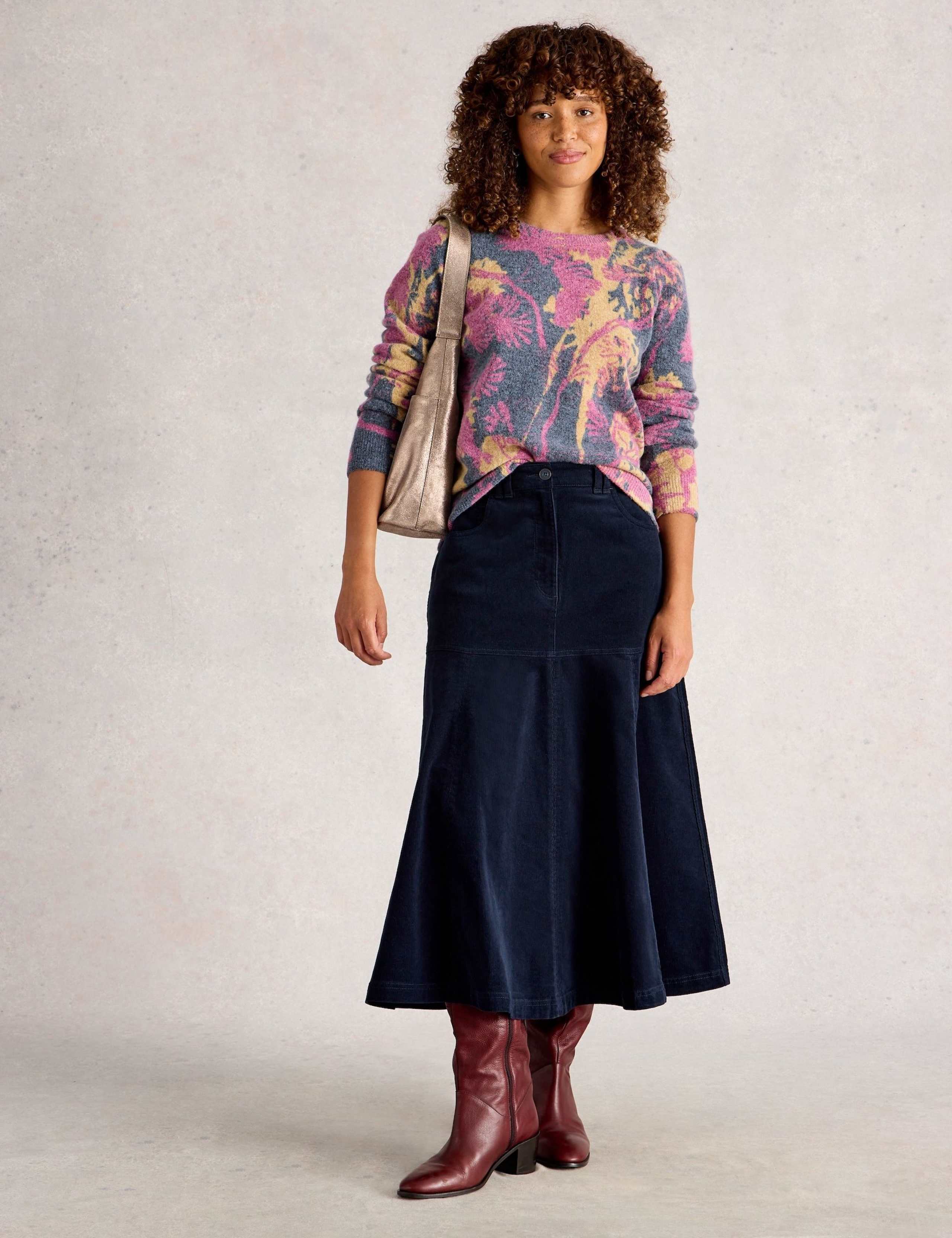 Cord Midi A-Line Skirt
