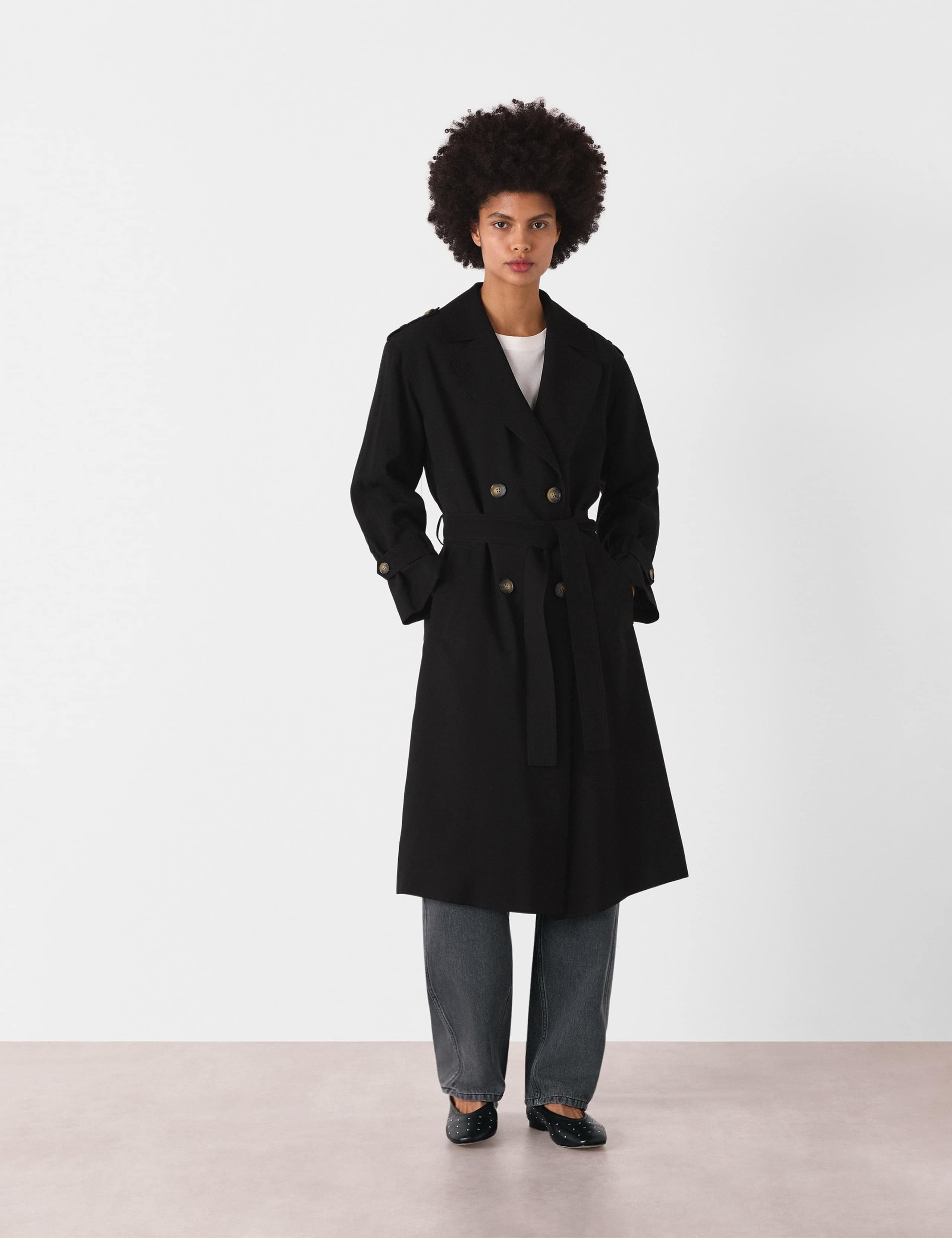 Belted Double Breasted Trench Coat