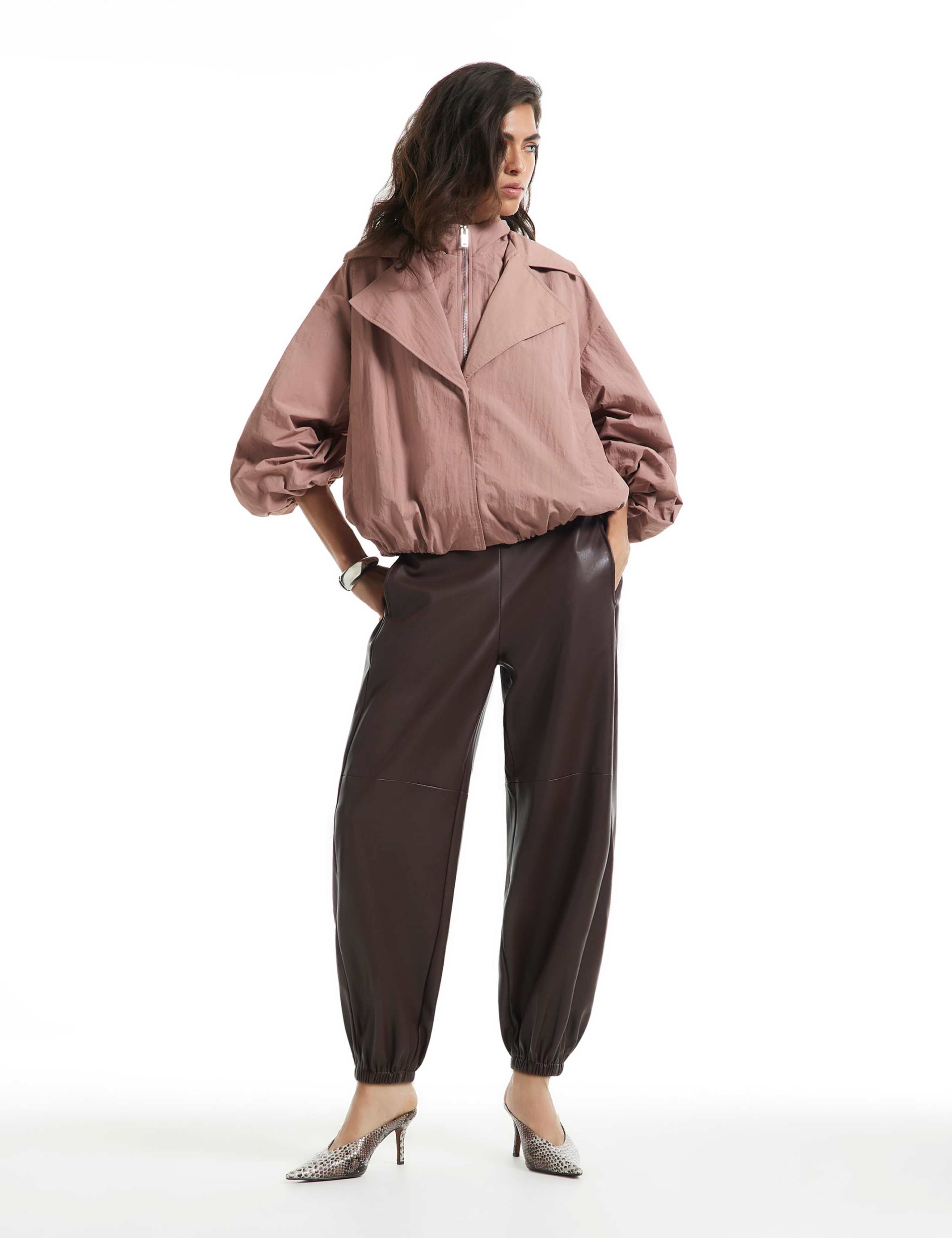 Faux Leather Harem Ankle Grazer Joggers