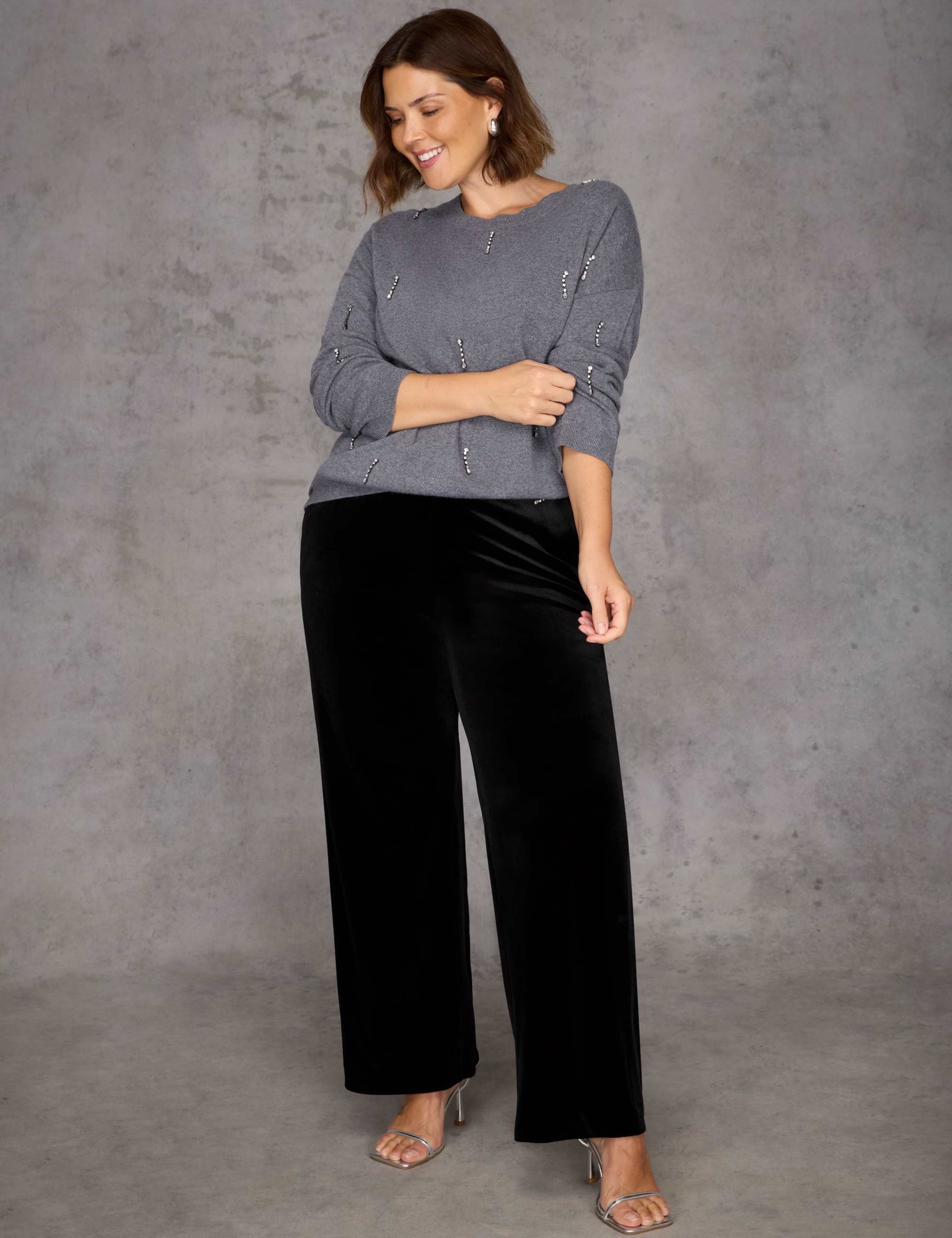Wool Blend Embellished Crew Neck Jumper