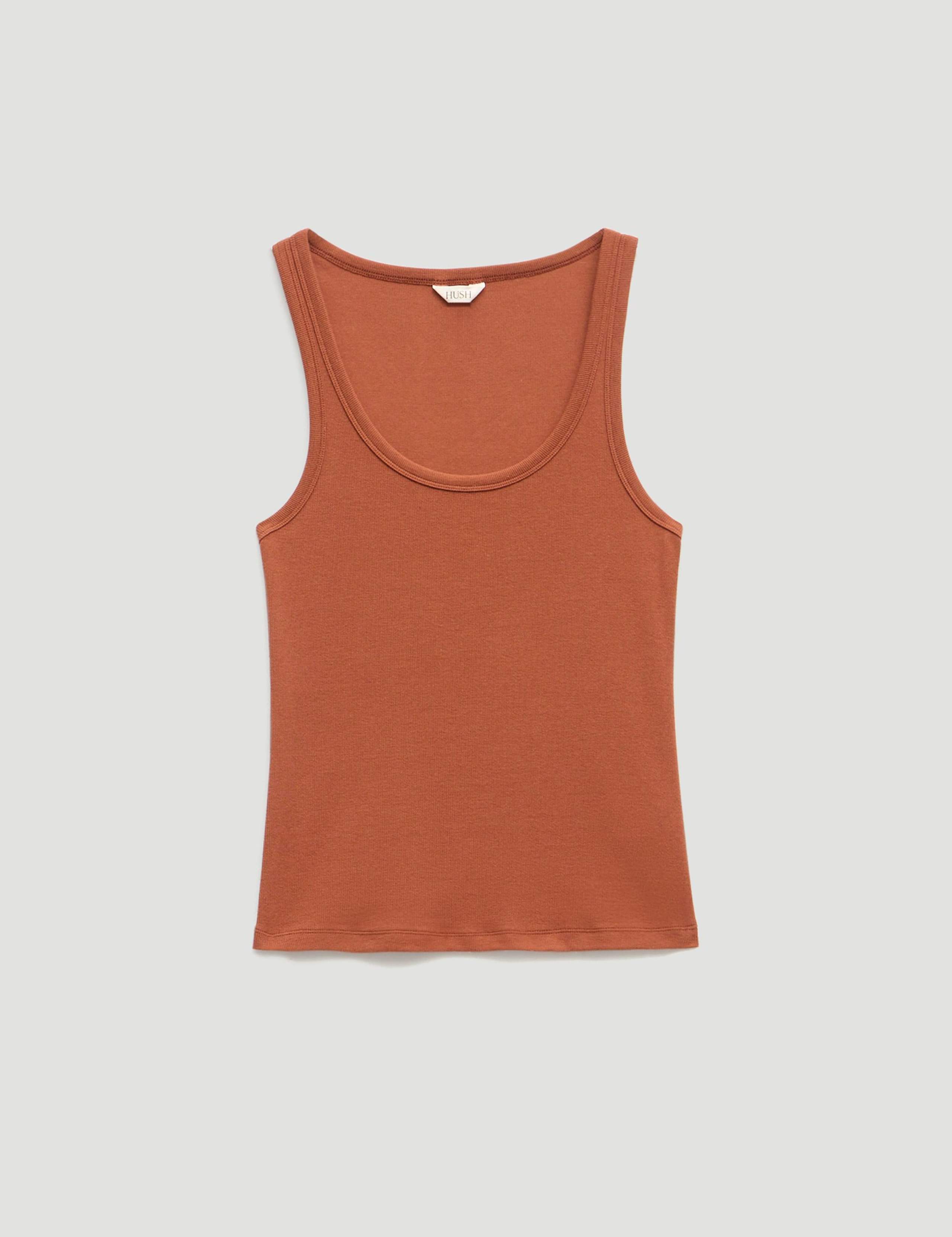 Cotton Rich Ribbed Scoop Neck Vest Top