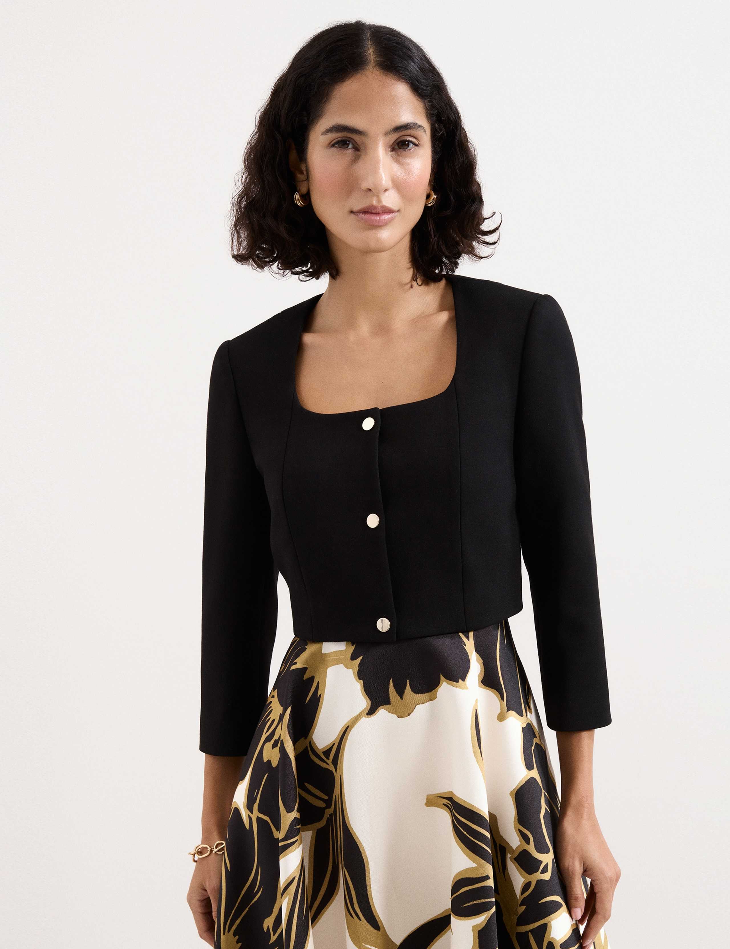 Square Neck Lightweight Cropped Jacket