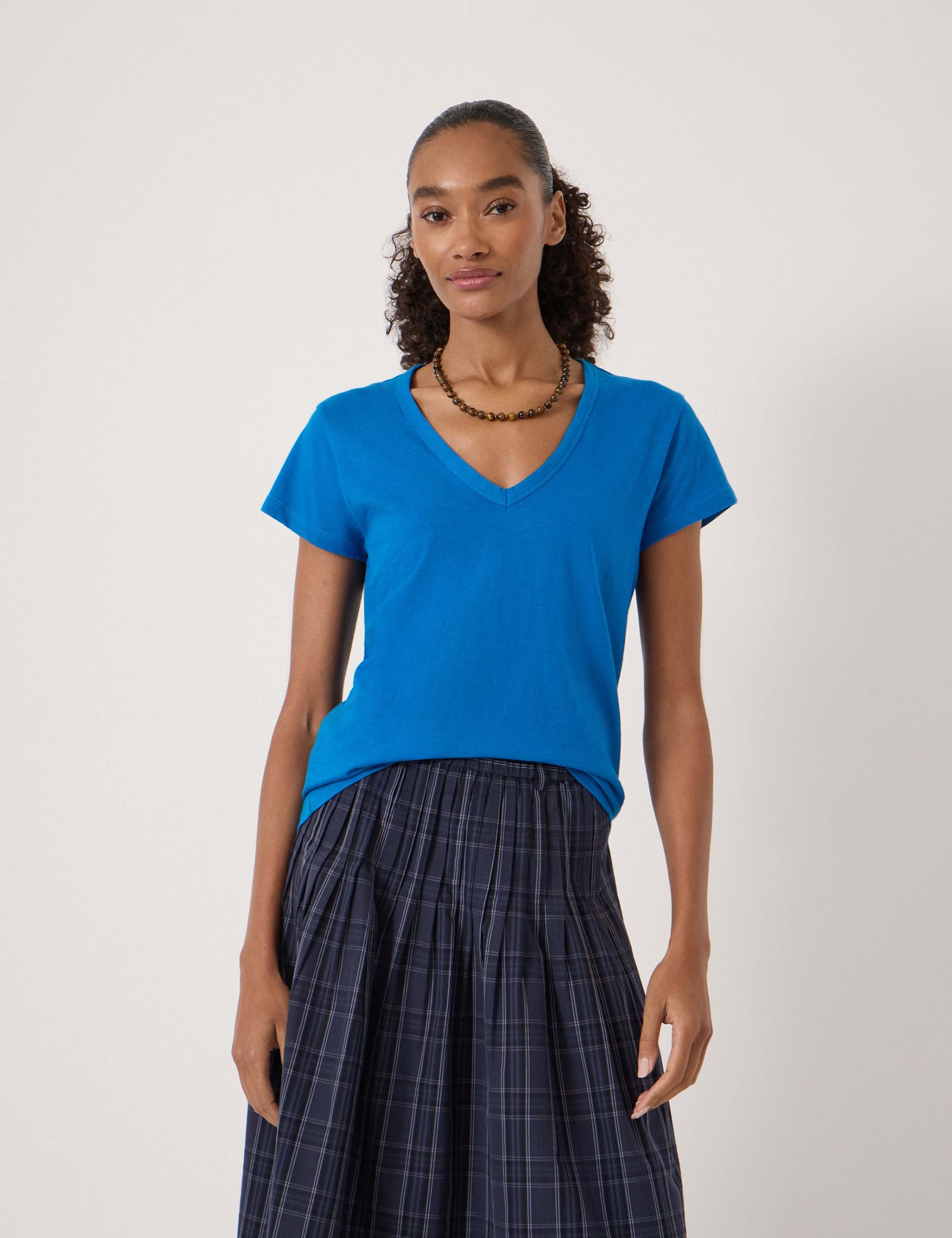 Pure Cotton Textured V-Neck T-Shirt