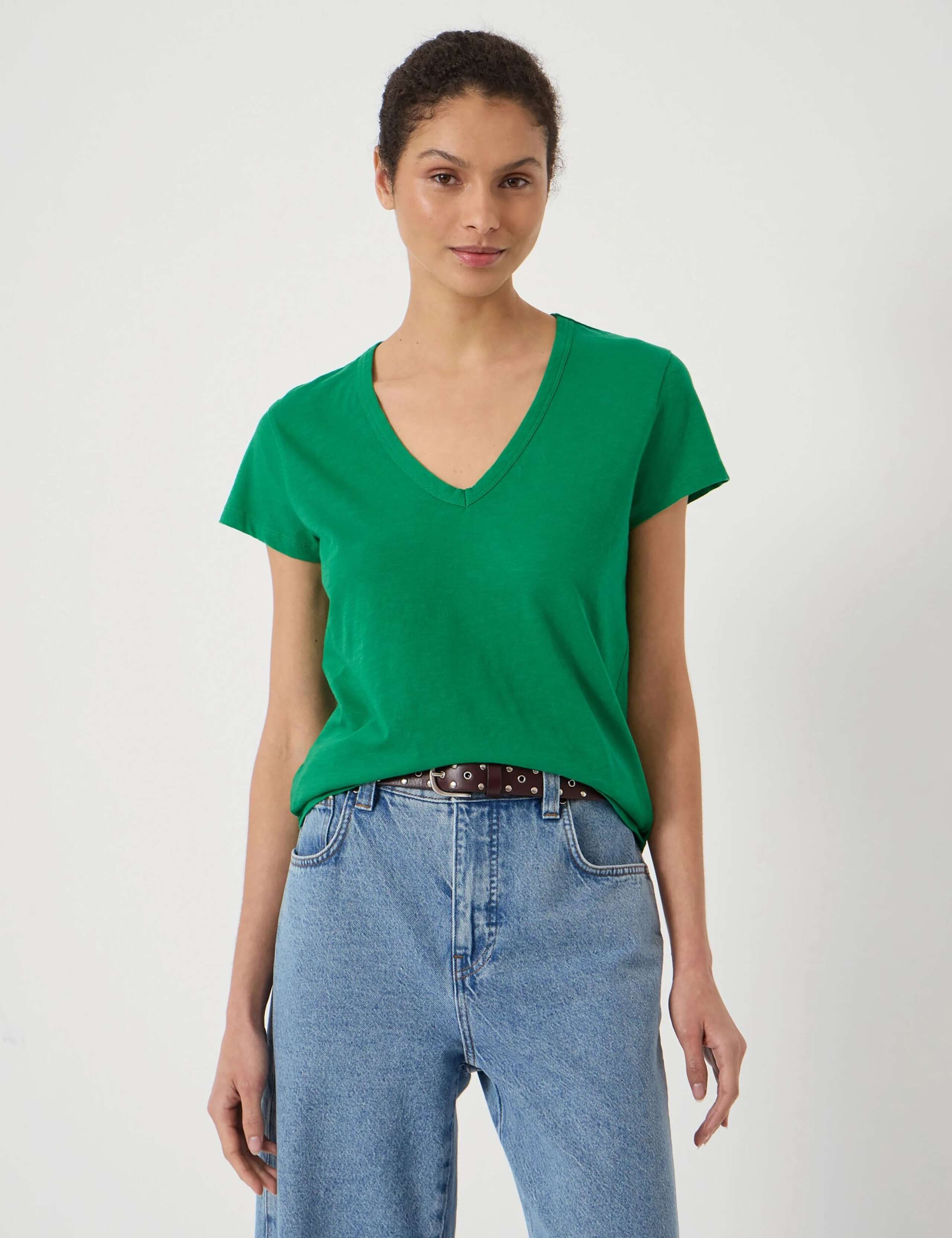 Pure Cotton Textured V-Neck T-Shirt