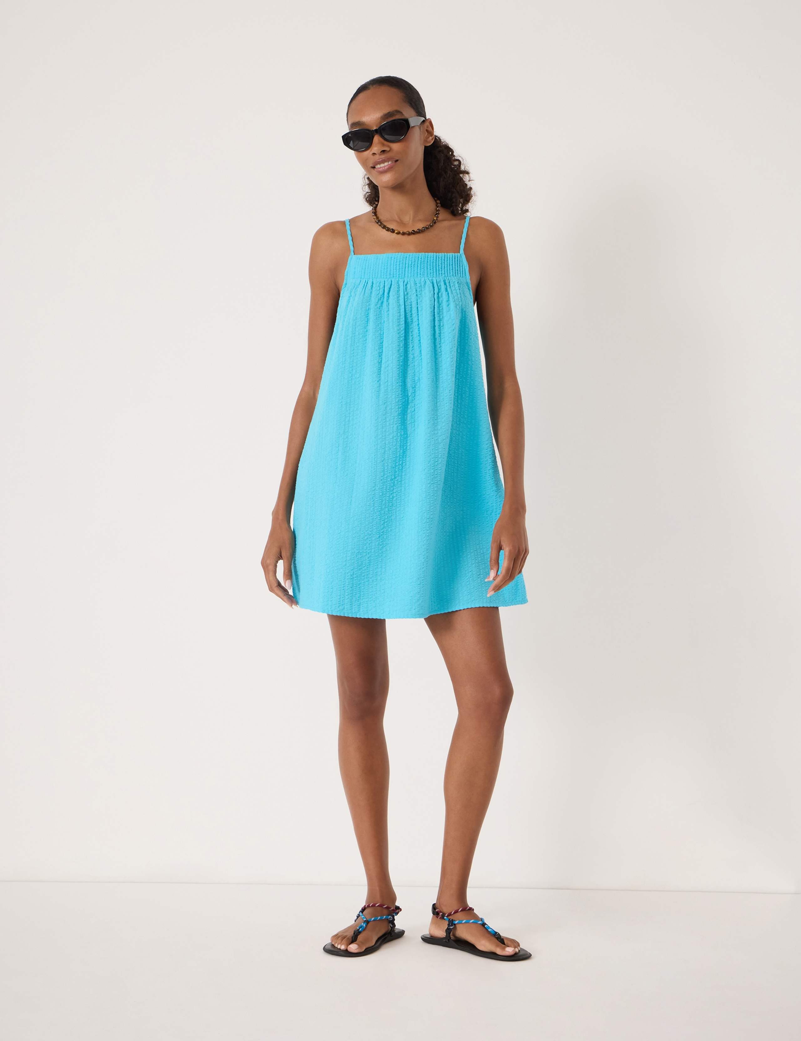 Pure Cotton Square Neck Mini Beach Dress
