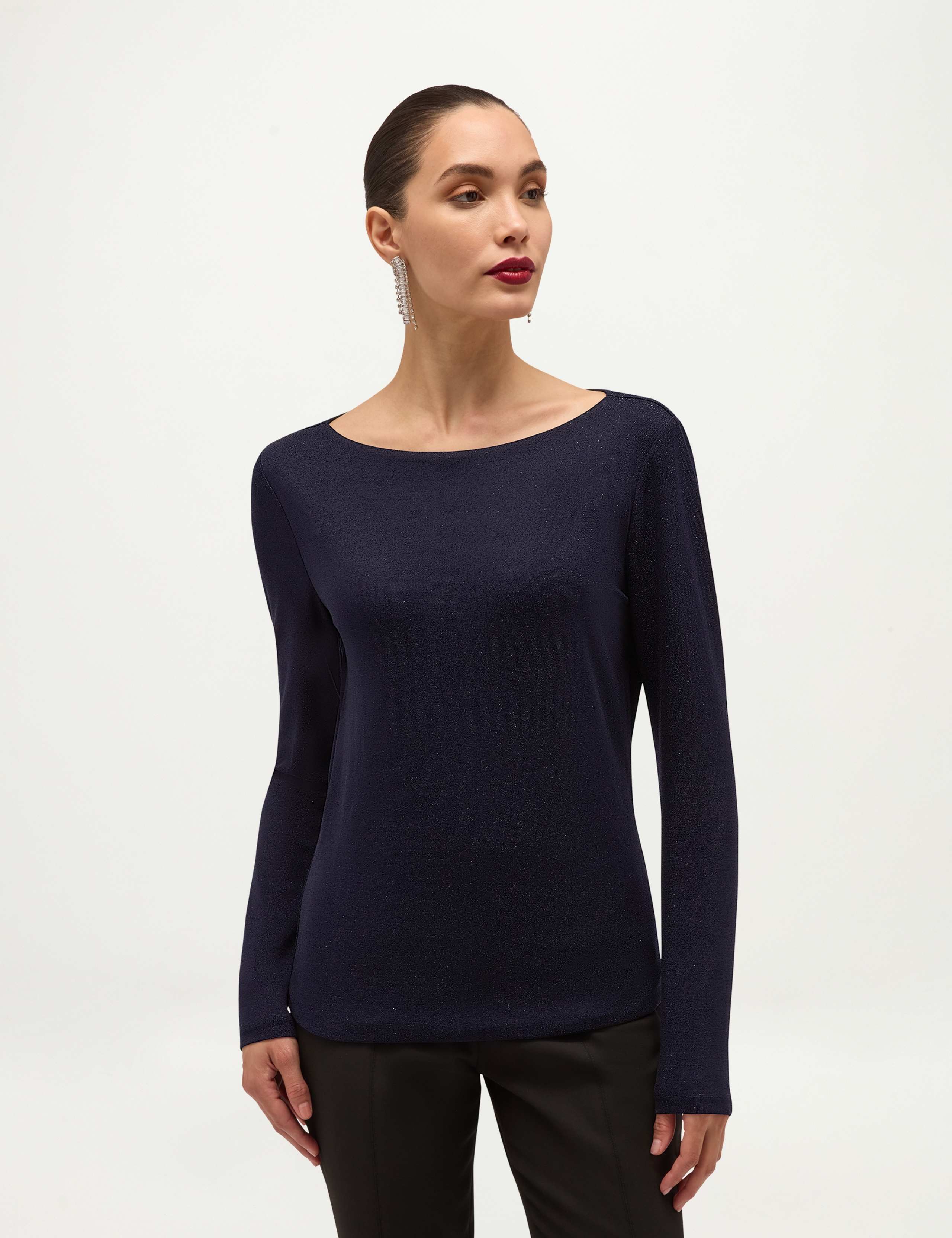 Sparkly Slash Neck Regular Fit Top