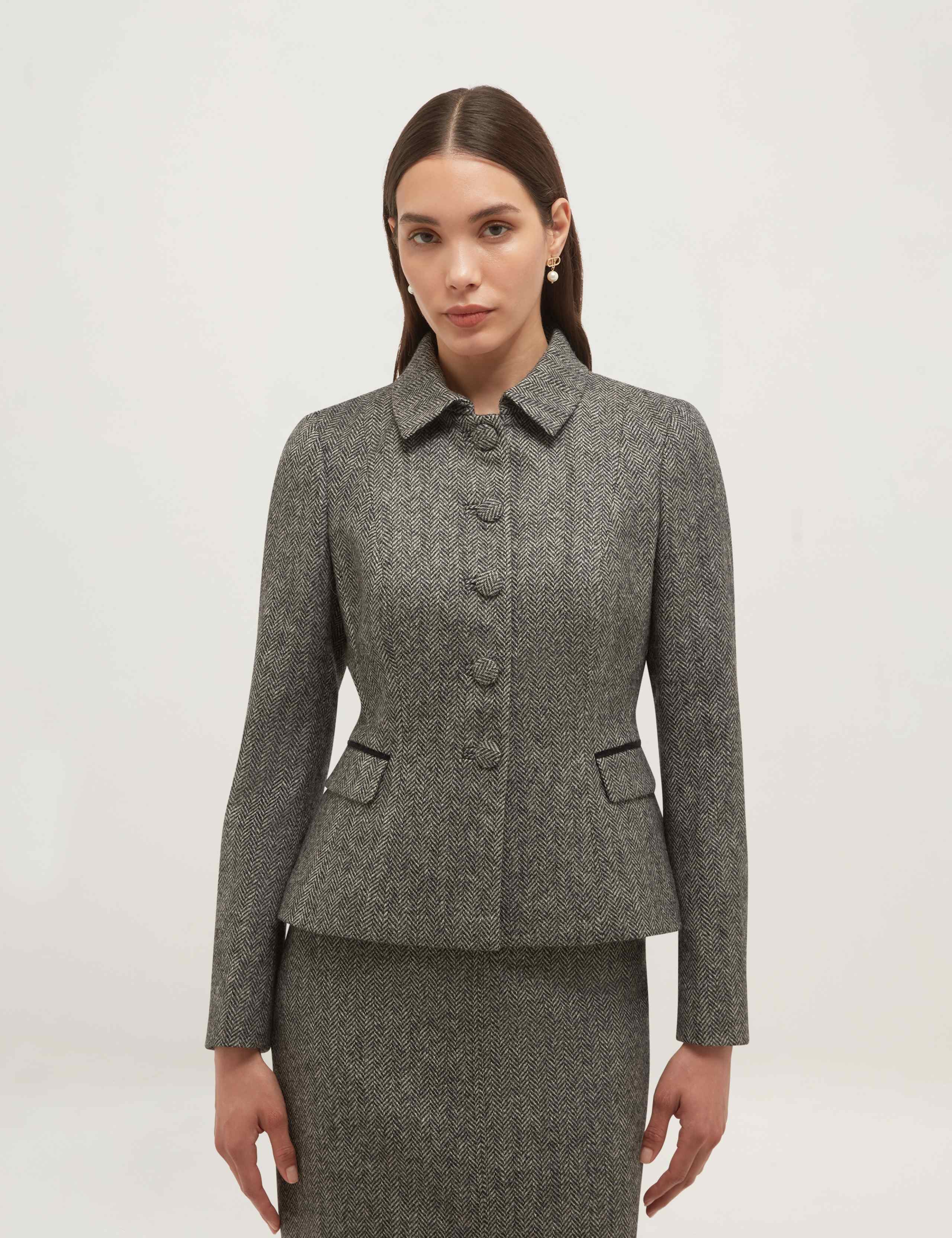 Pure Wool Textured Short Jacket