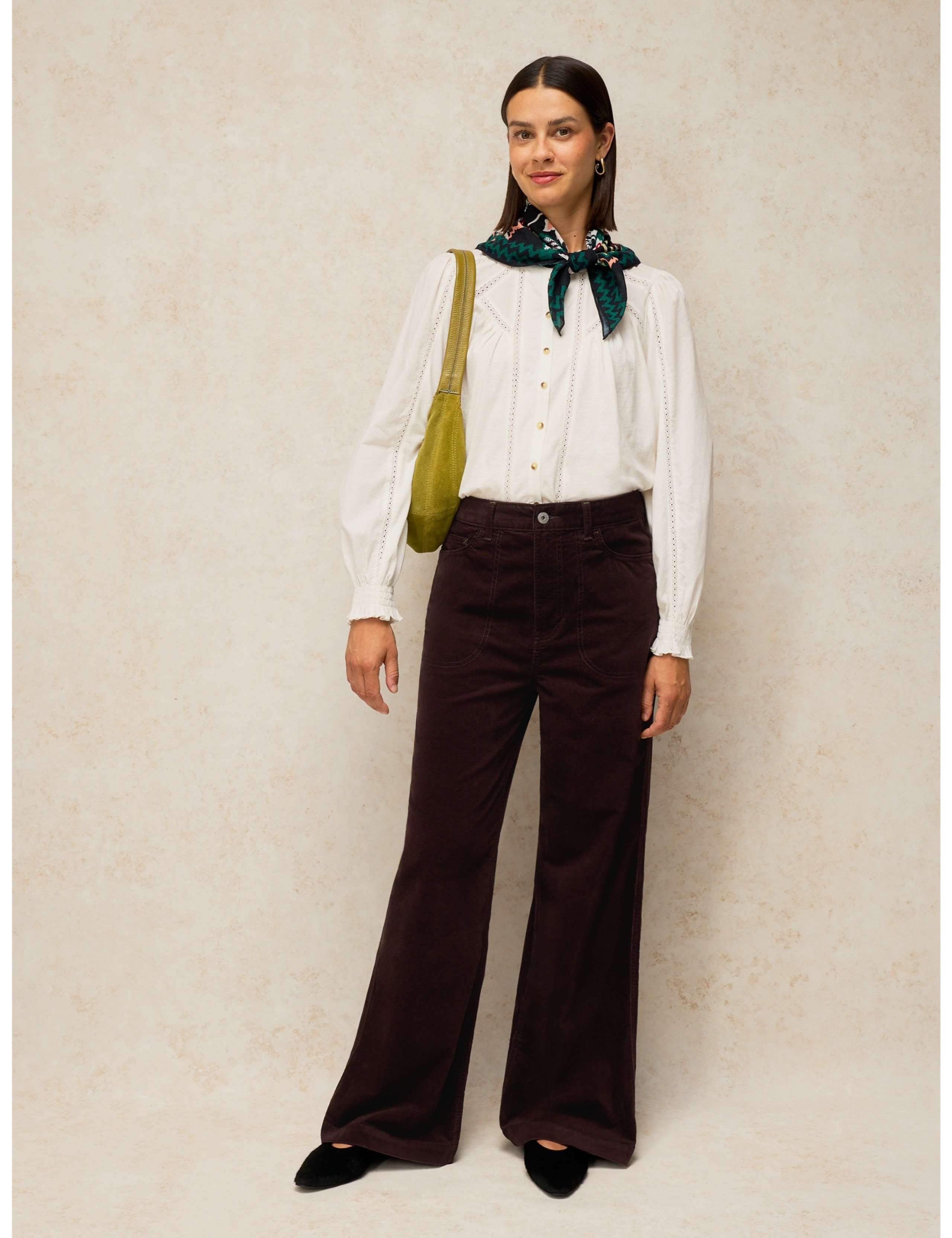 Cotton Rich Velvet Wide Leg Trousers