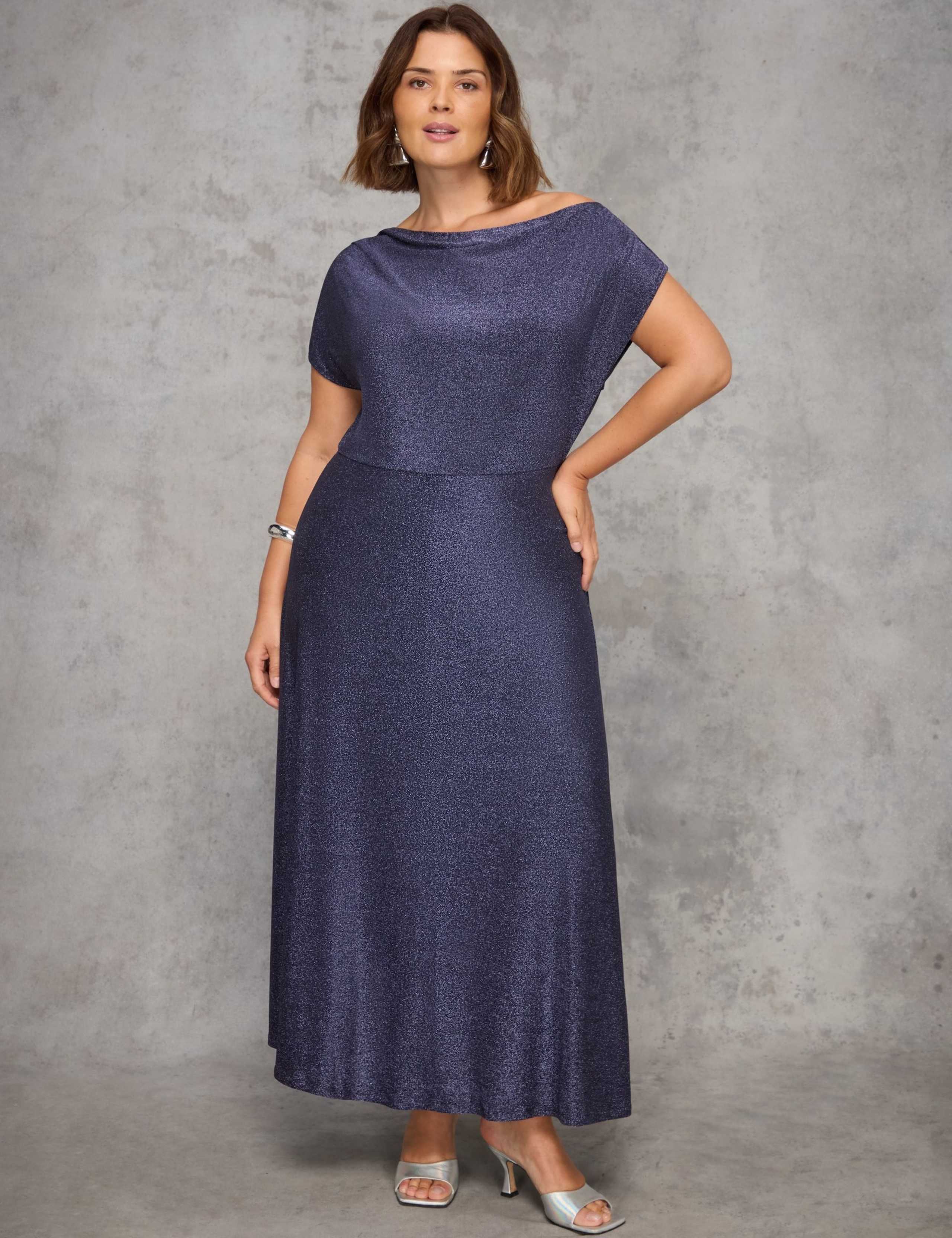 Sparkly Asymmetric Maxi Waisted Dress