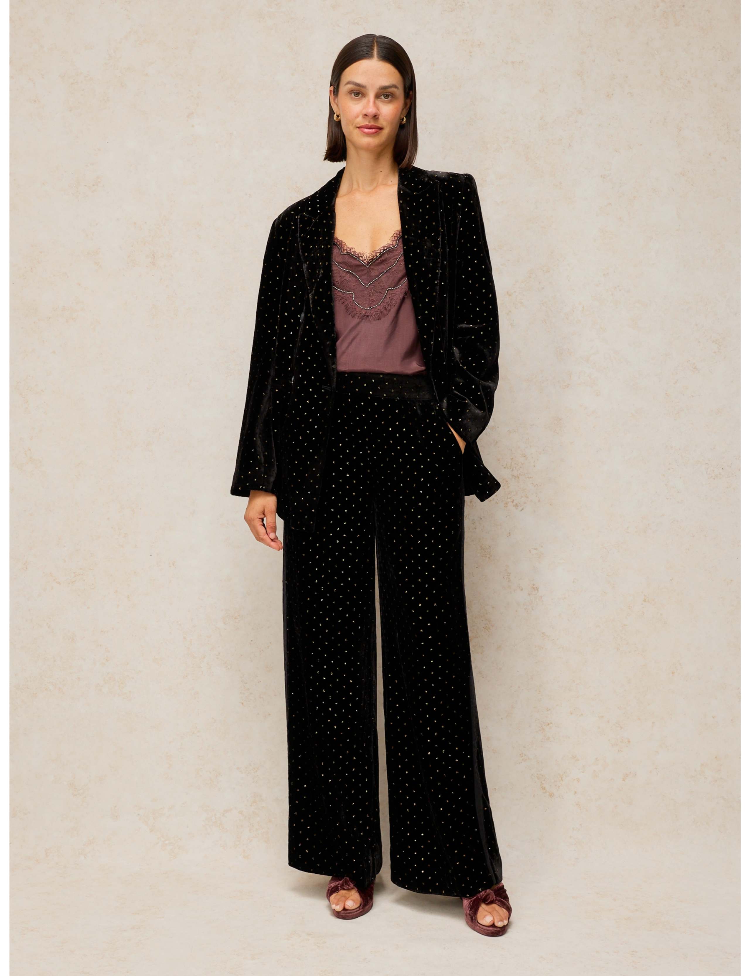 Velvet Wide Leg Trousers