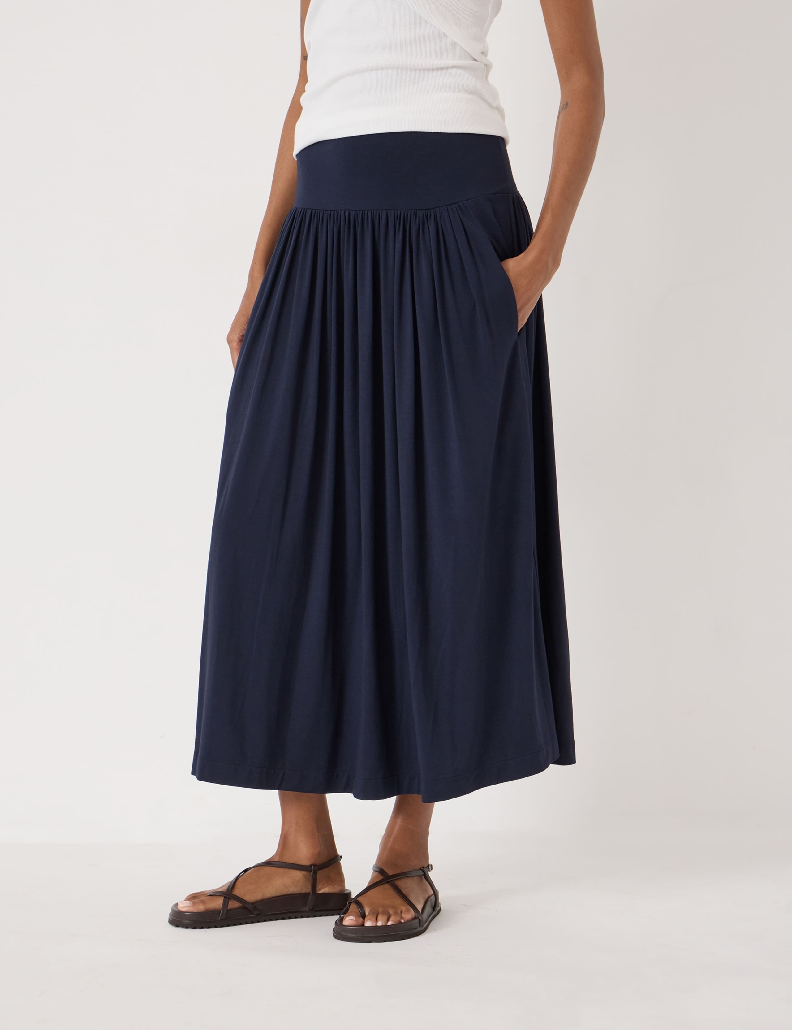 Modal Rich Jersey Midaxi Drop Waist Skirt