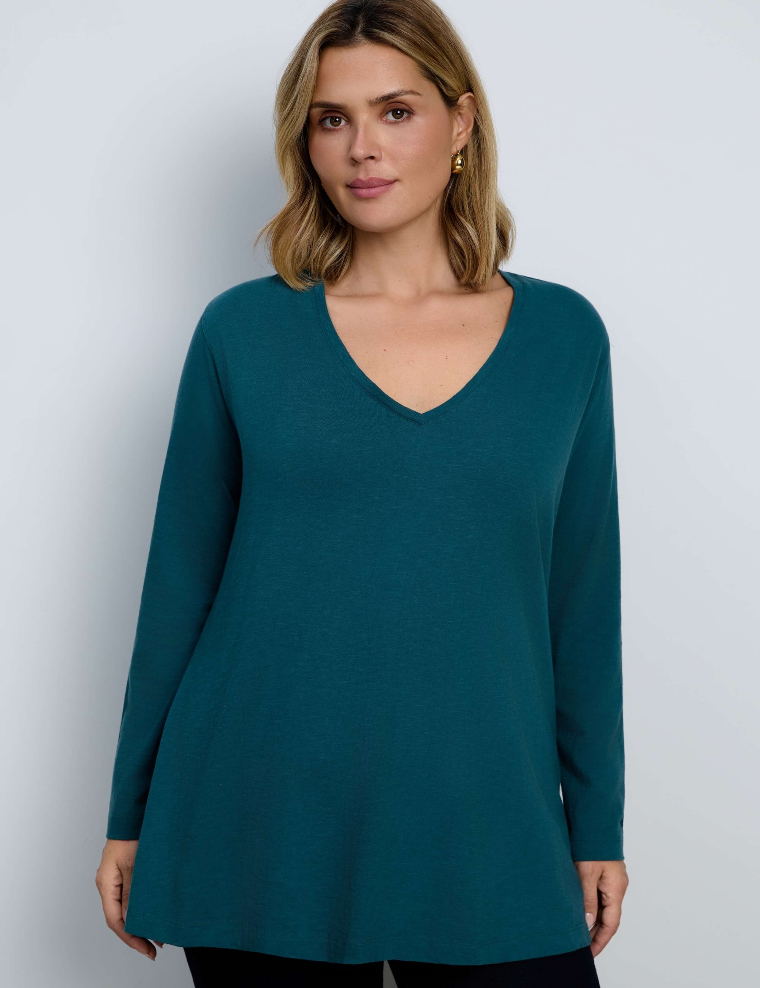 Pure Cotton V-Neck Longline Top