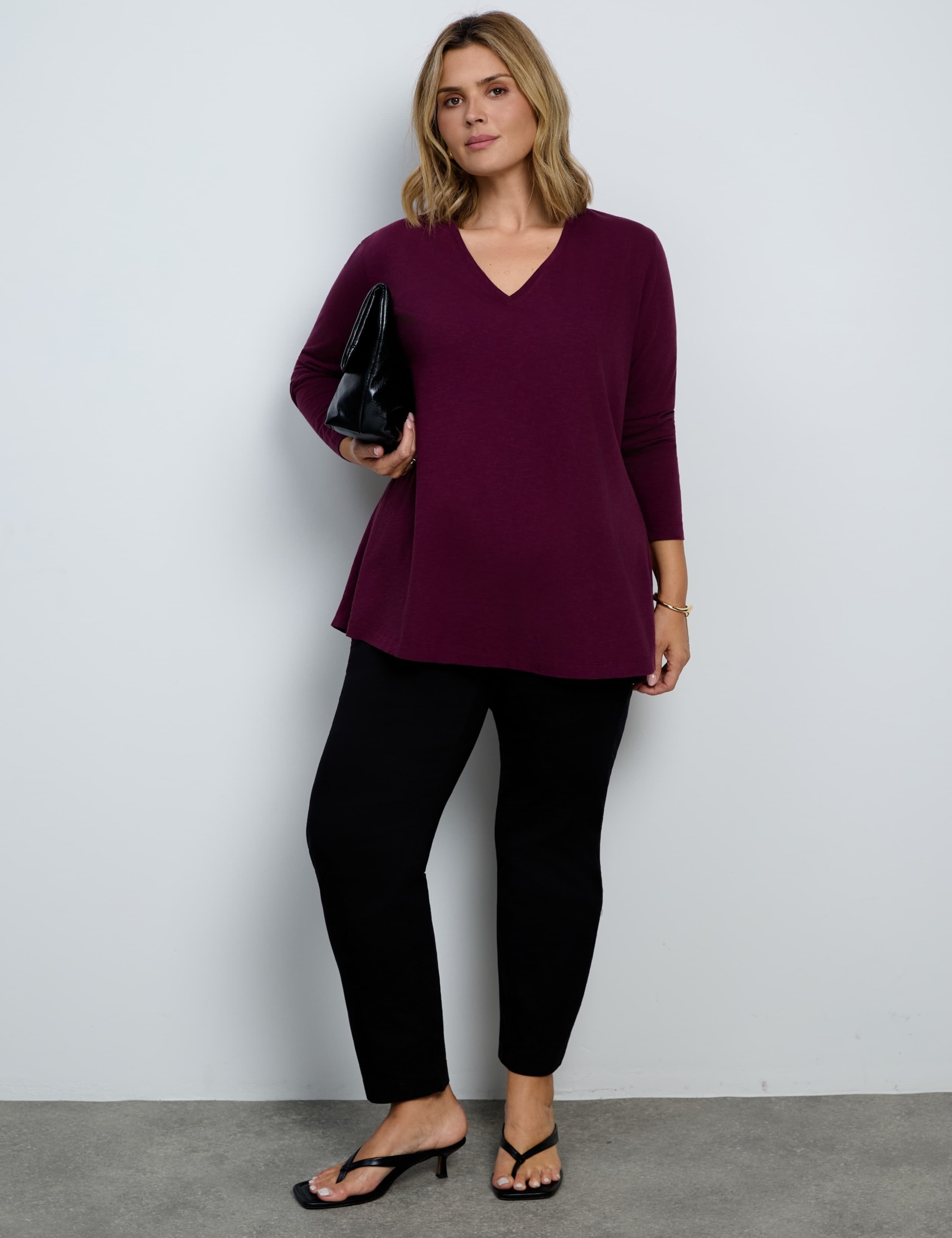 Pure Cotton V-Neck Longline Top