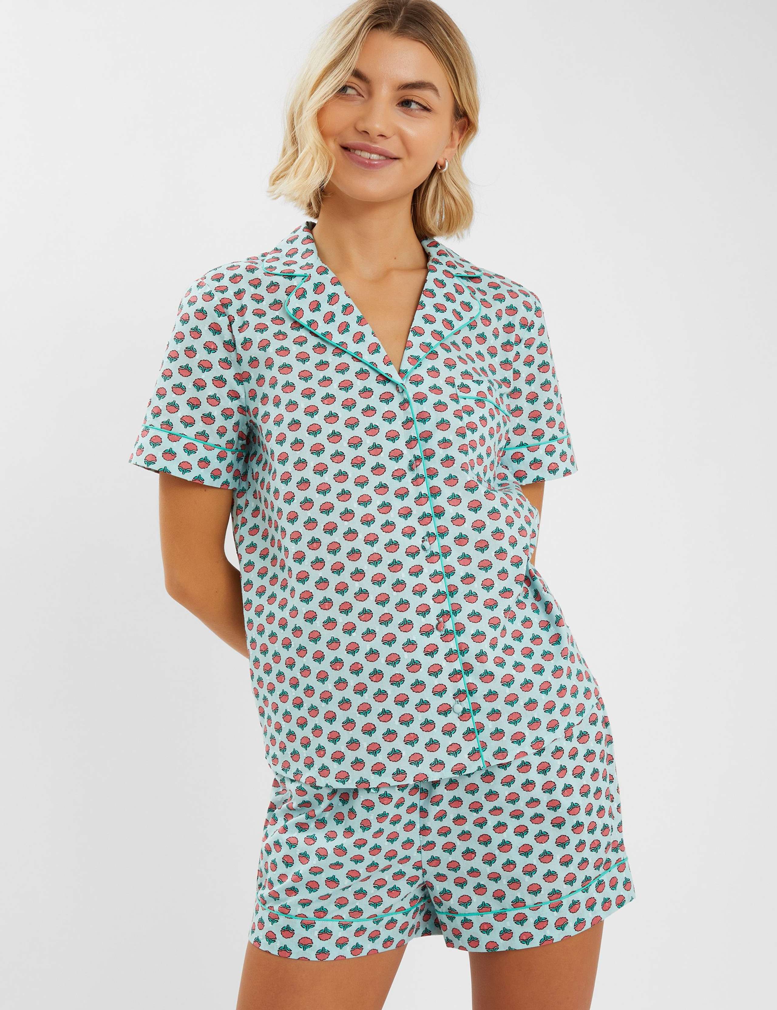 Pure Cotton Fan Print Shortie Set