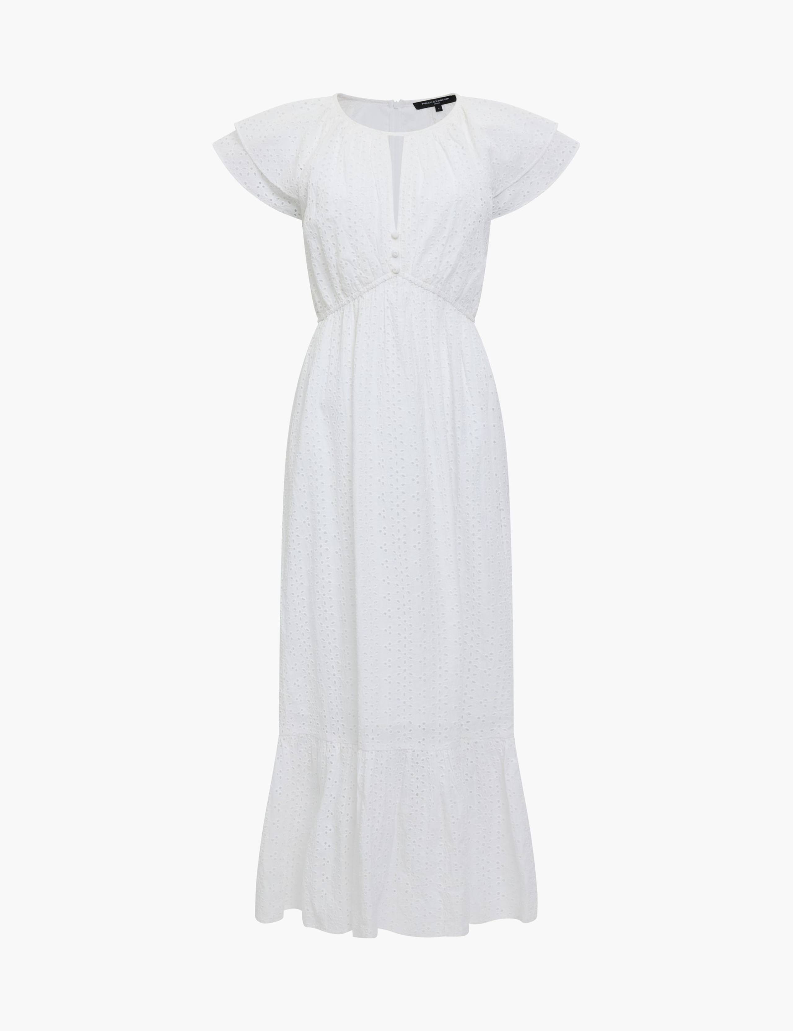 Pure Cotton Broderie Midi Tiered Waisted Dress