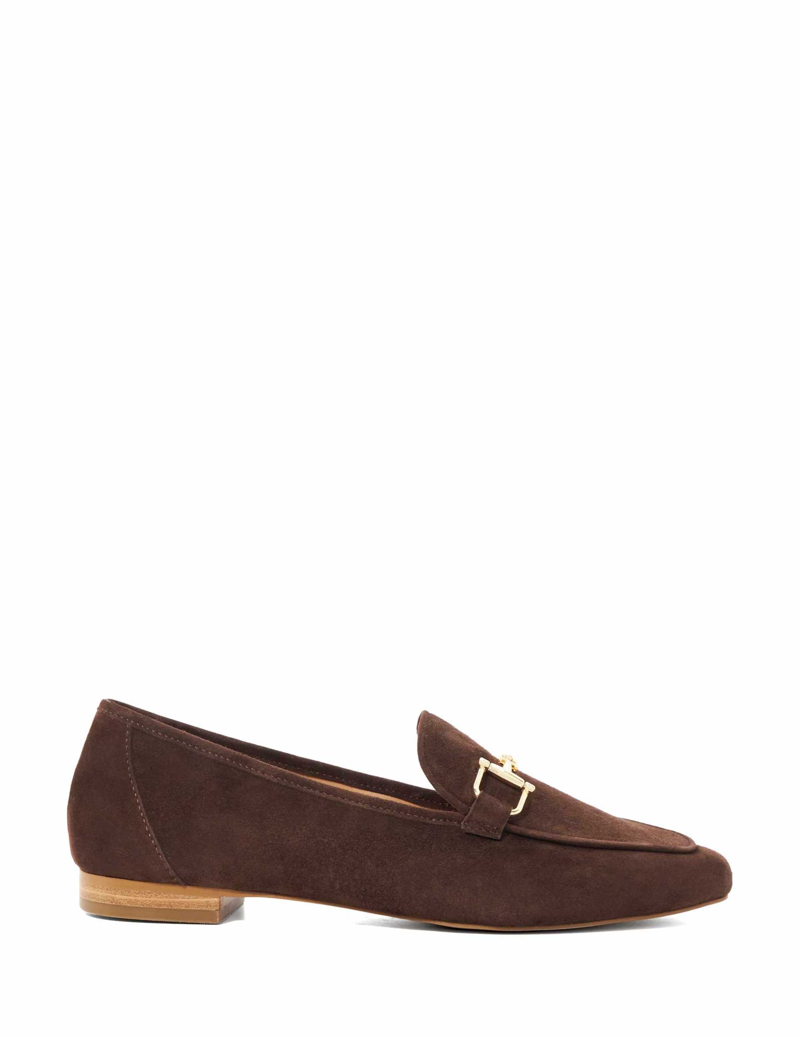 Suede Snaffle Trim Square Toe Loafers