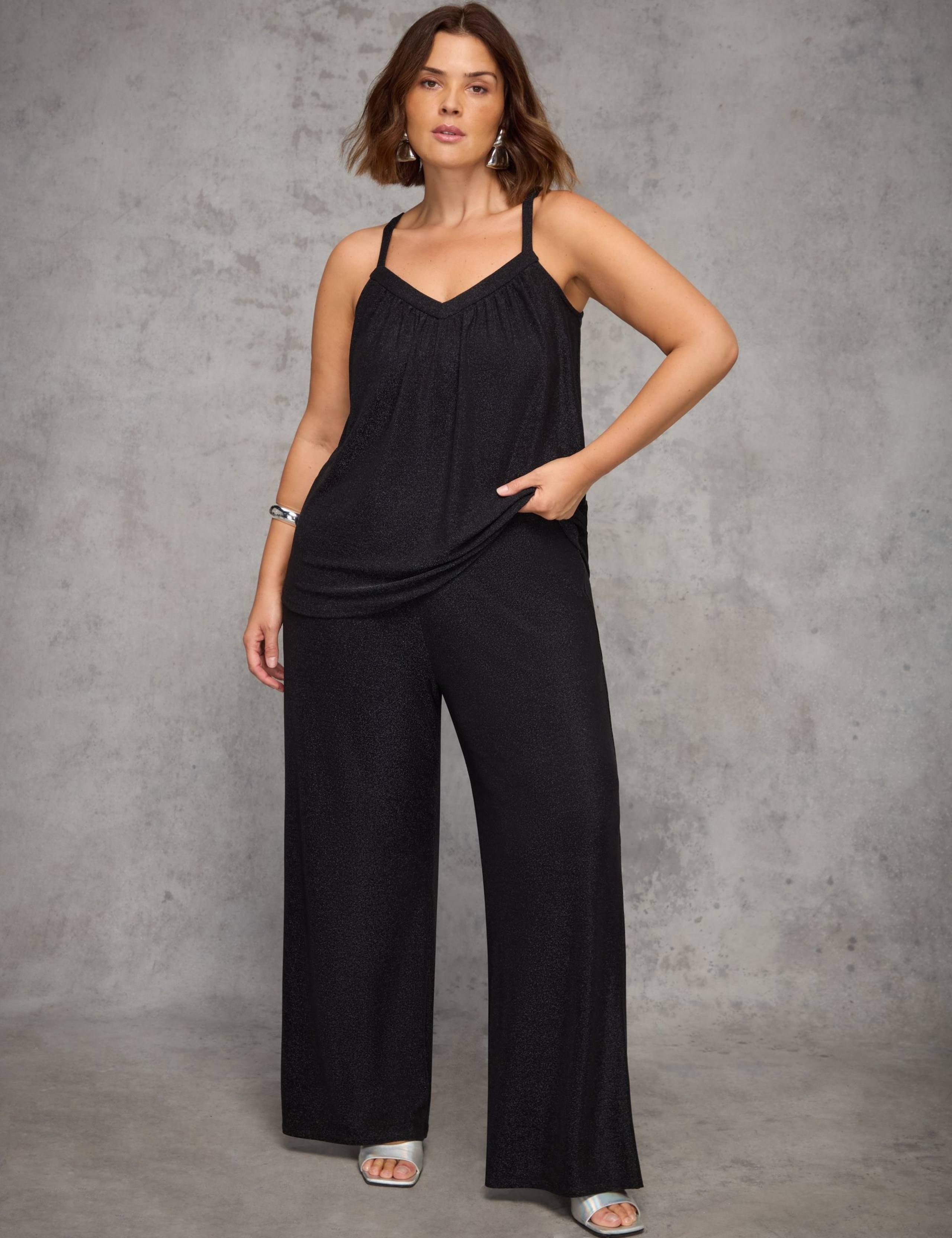 Jersey Sparkly Wide Leg Trousers