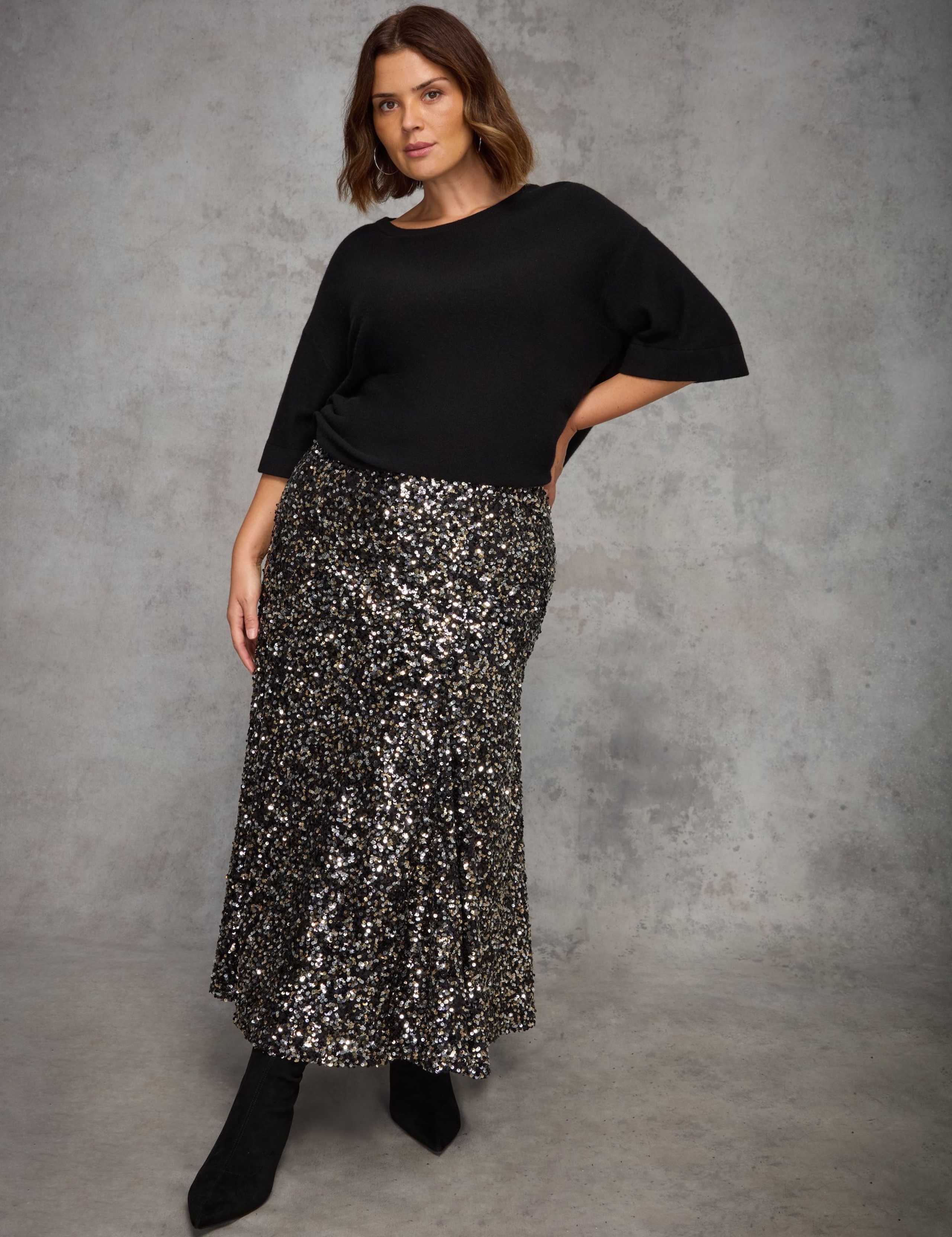 Sequin Flared Midaxi Skirt