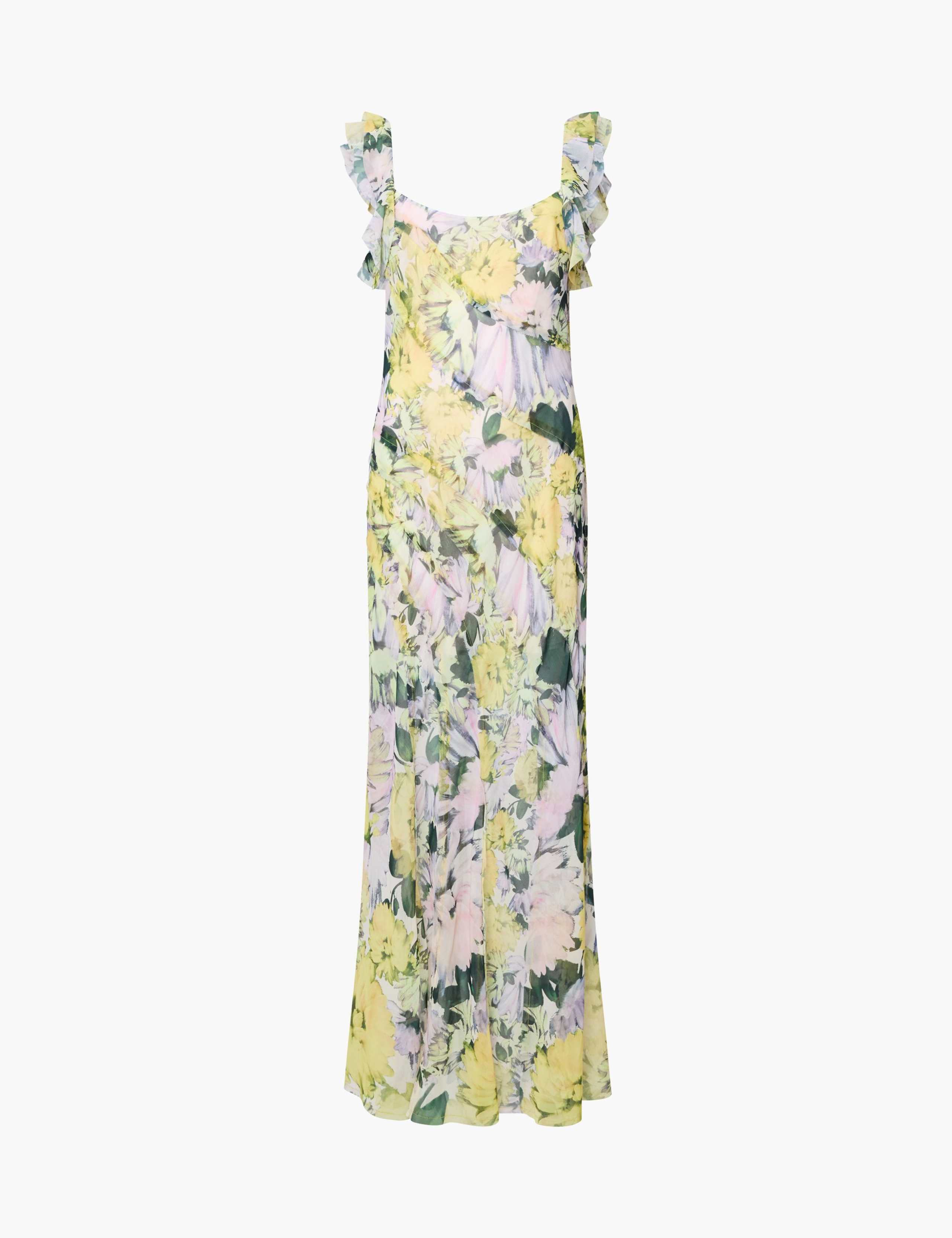 Chiffon Floral Square Neck Midaxi Column Dress