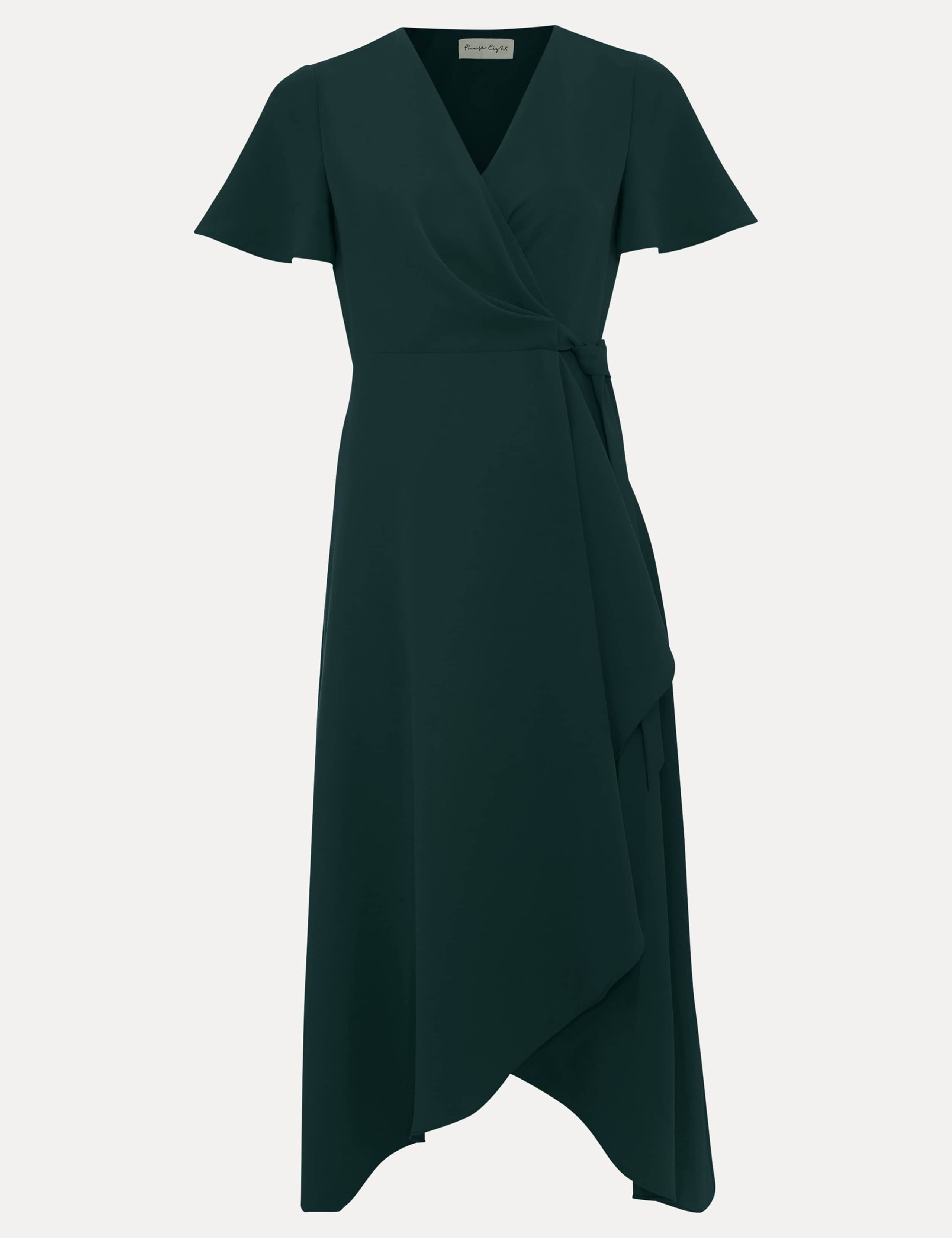 V-Neck Angel Sleeve Midi Wrap Dress