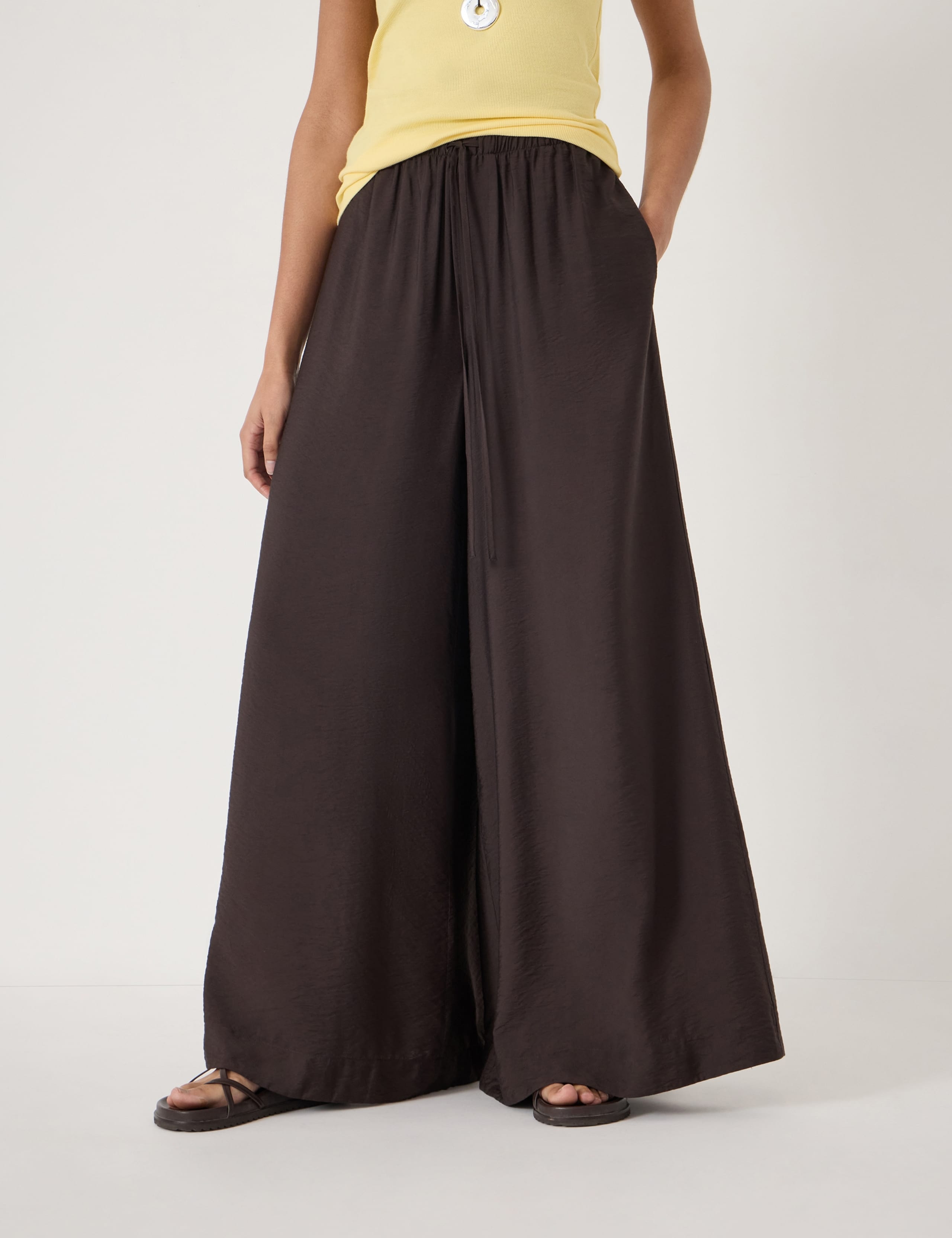 Elasticated Waist Wide Leg Trousers
