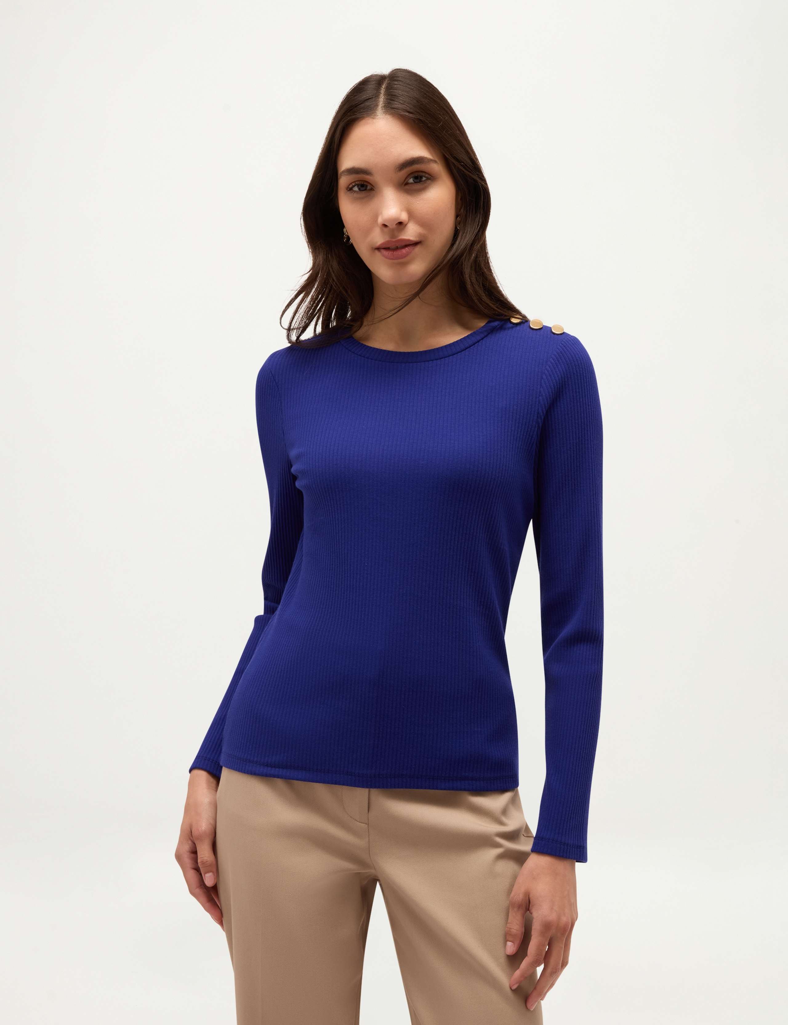 Cotton Rich Button Detail Relaxed Top