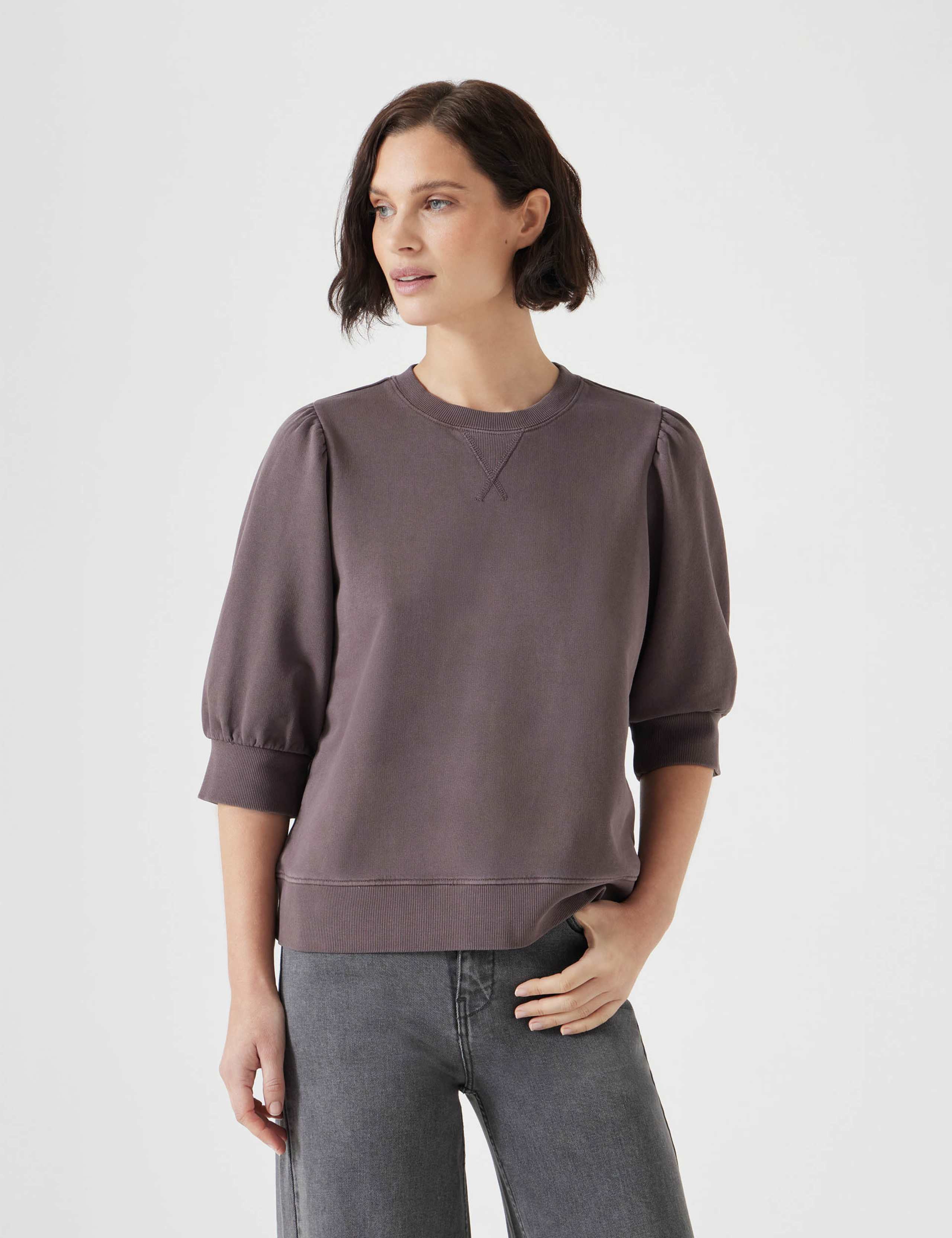 Pure Cotton Puff Sleeve Sweatshirt