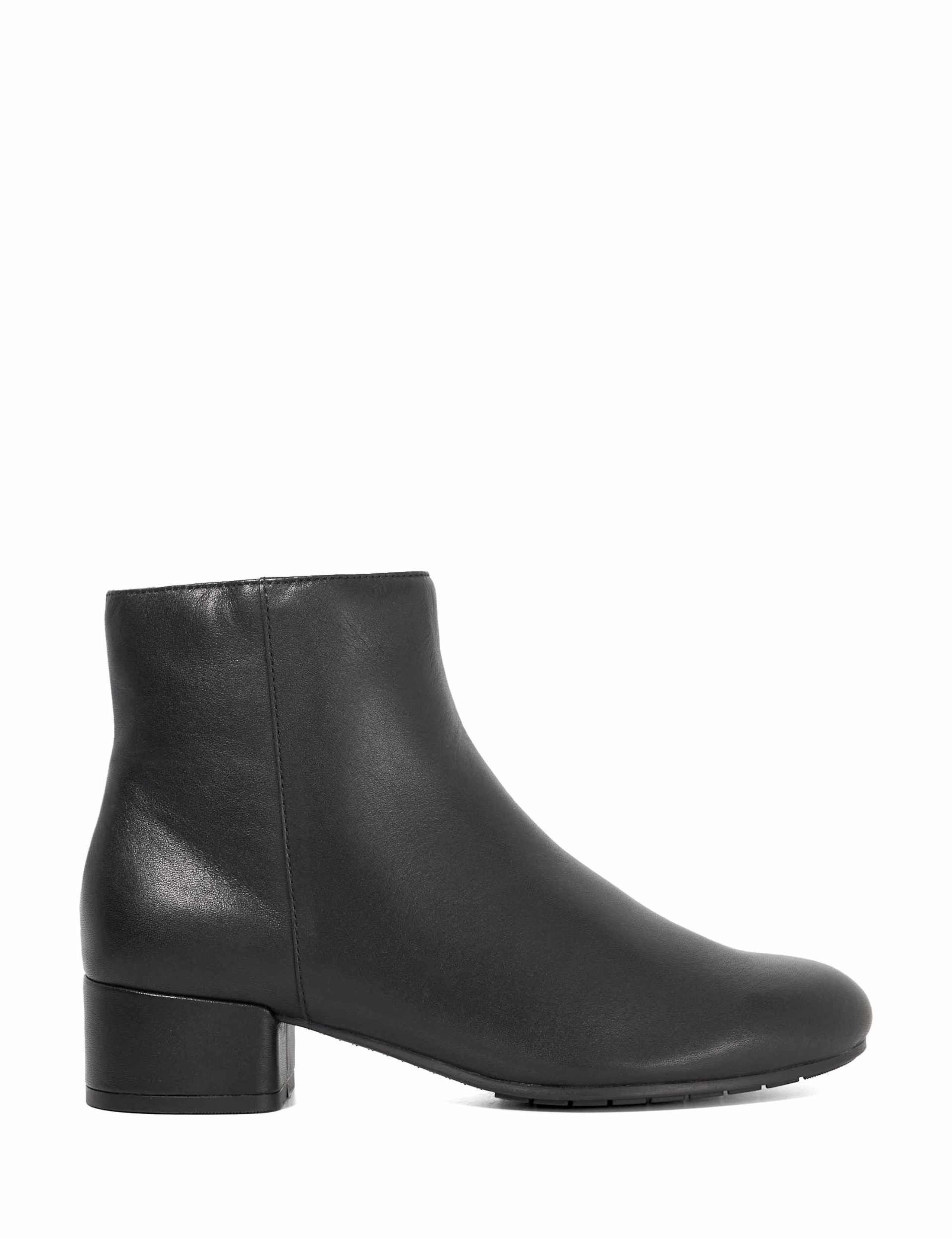 Leather Block Heel Ankle Boots