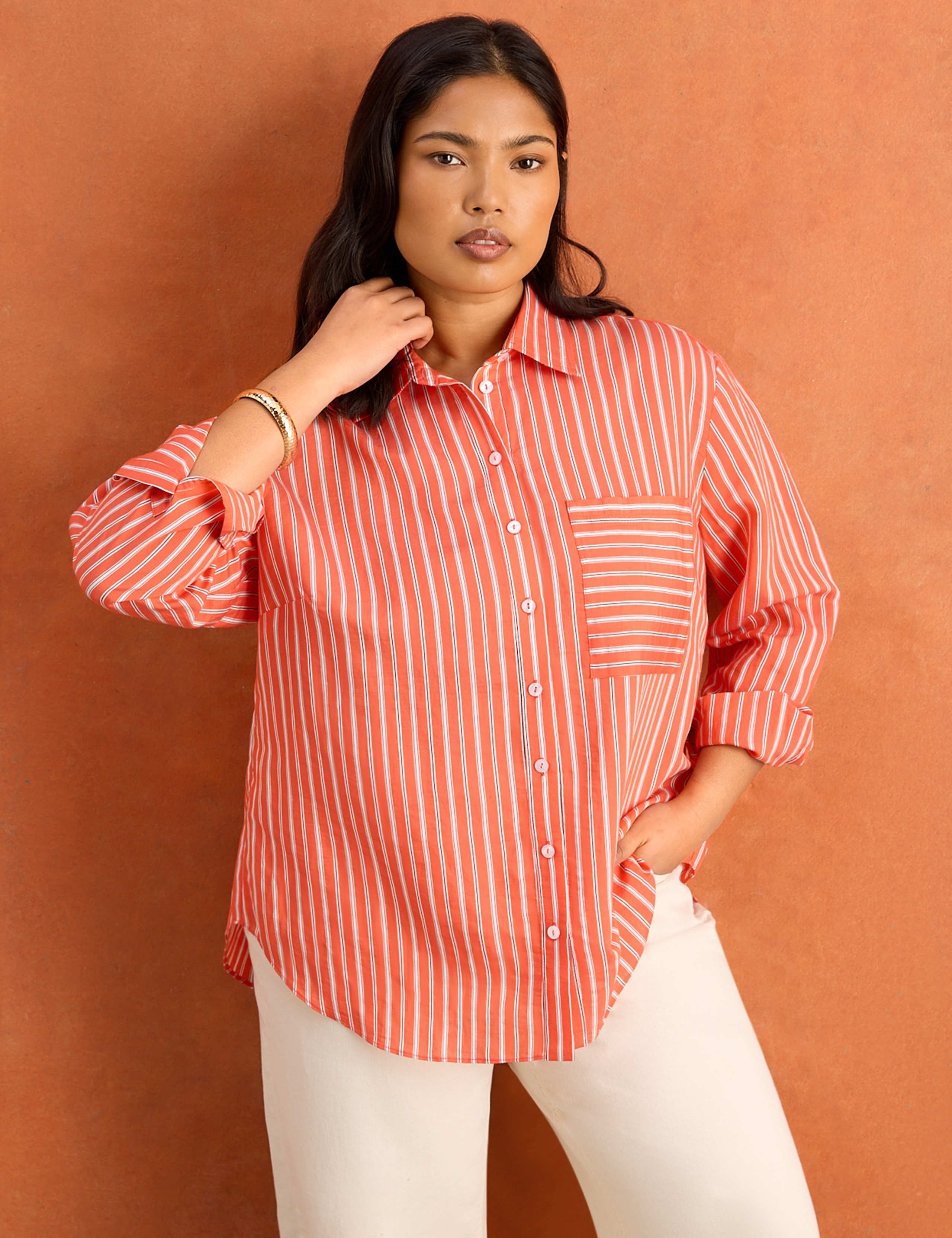 Modal-Rich Striped Button Through Shirt`