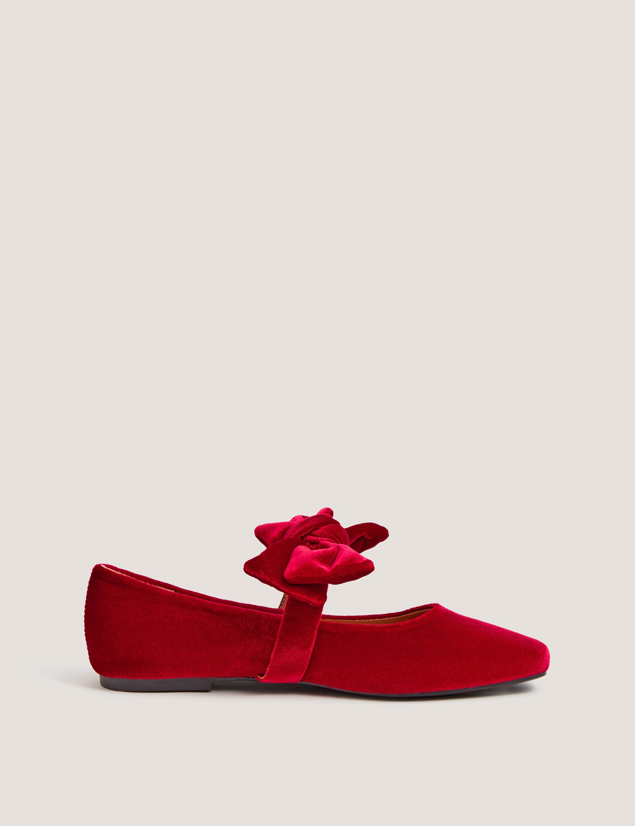 Velvet Bow Mary Jane Ballet Pumps