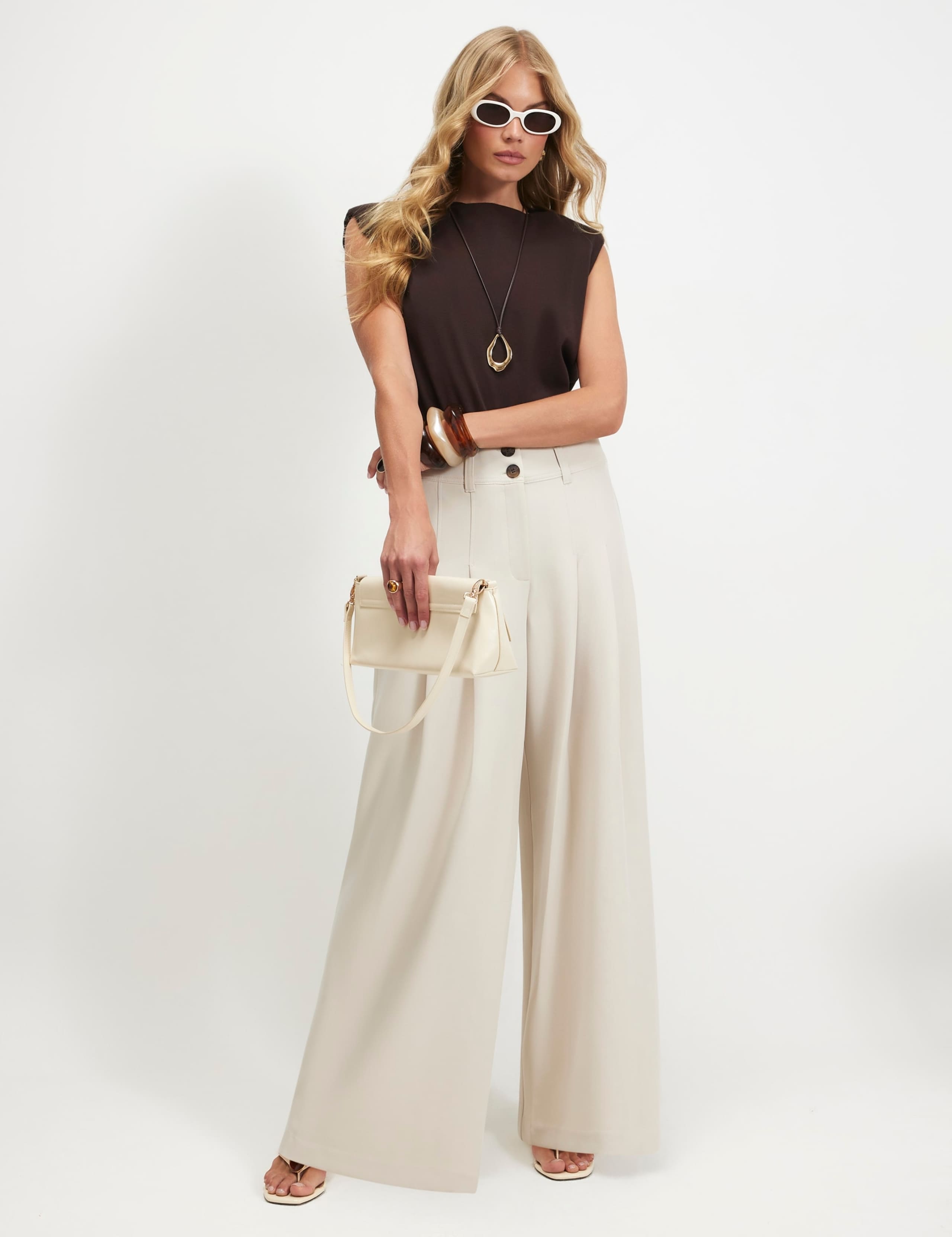 High Waisted Wide Leg Trousers