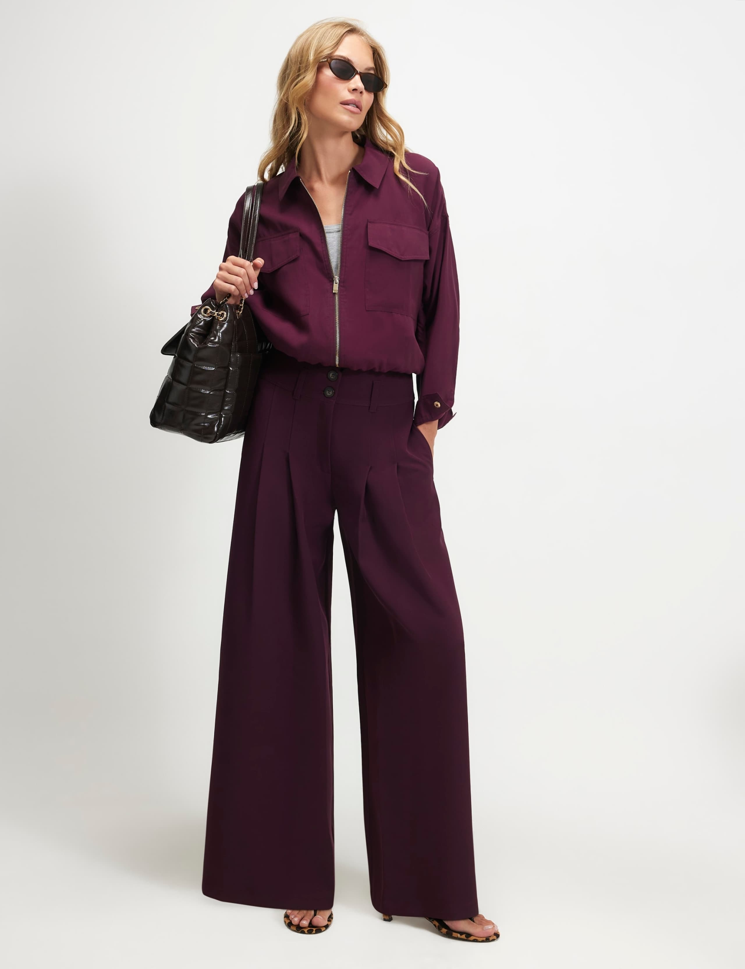 High Waisted Wide Leg Trousers