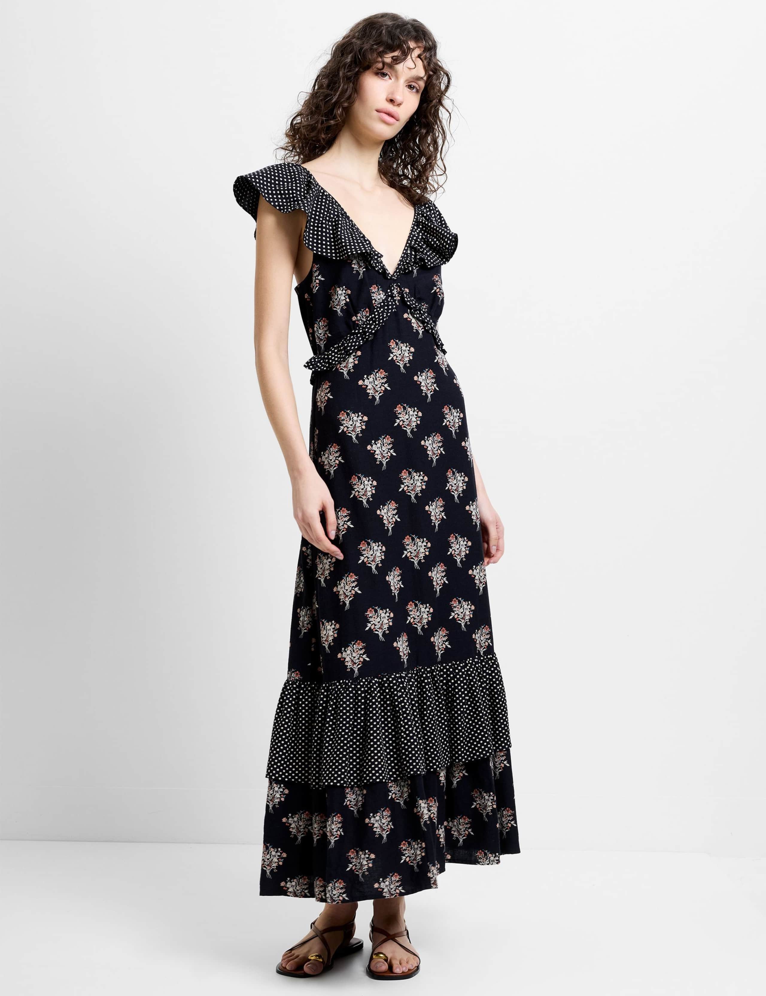 Cotton Blend Midaxi Tiered Dress