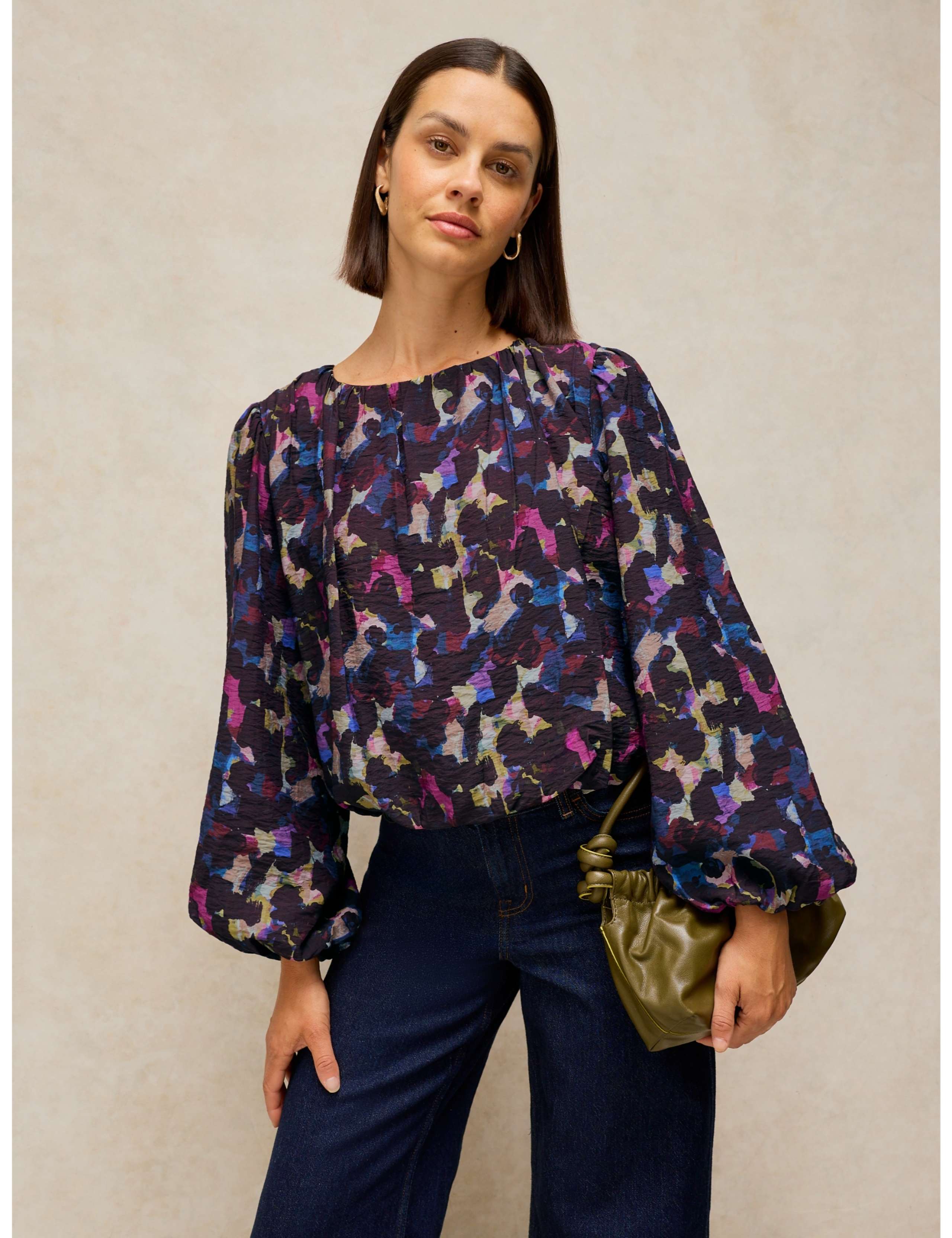 Lyra Printed Bubble Hem Top