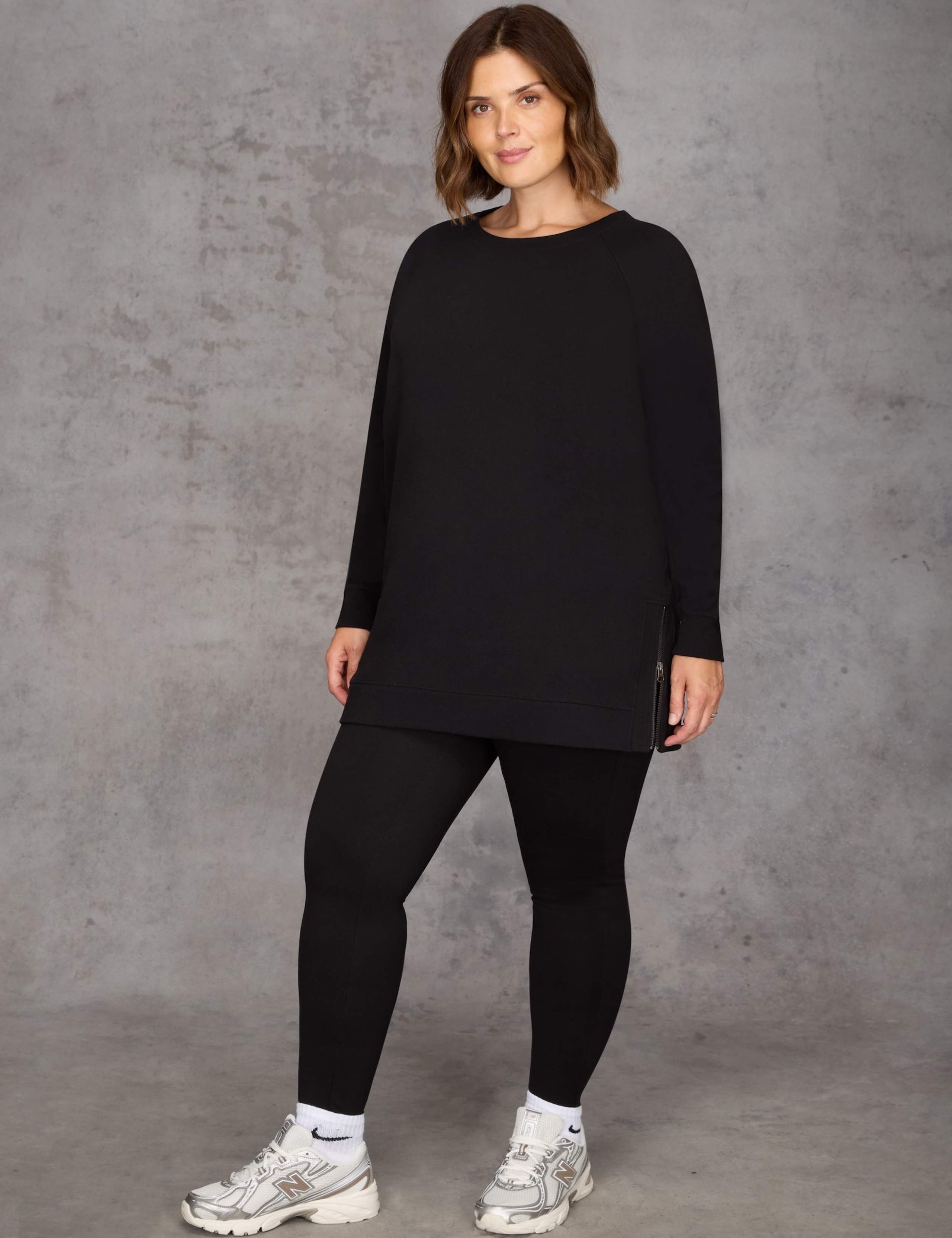 Cotton Rich Textured Longline Sweatshirt