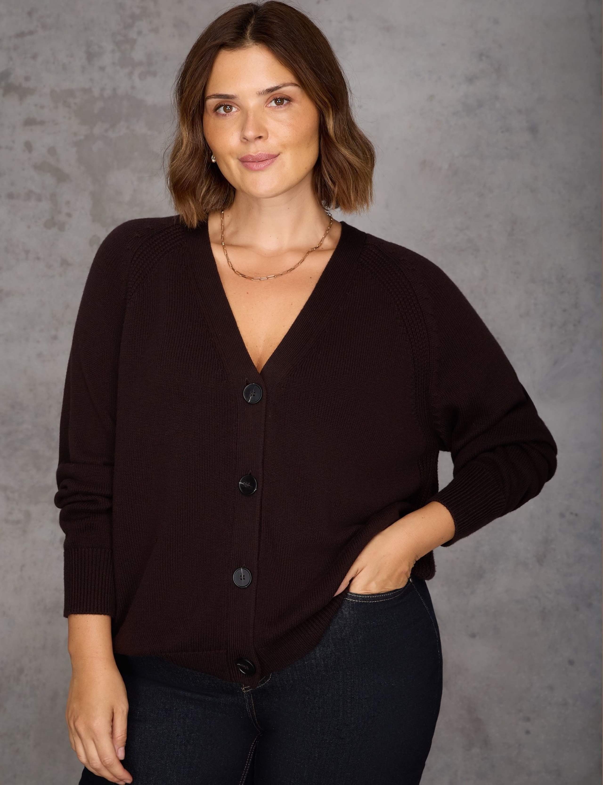 Textured V-Neck Cardigan with Cashmere
