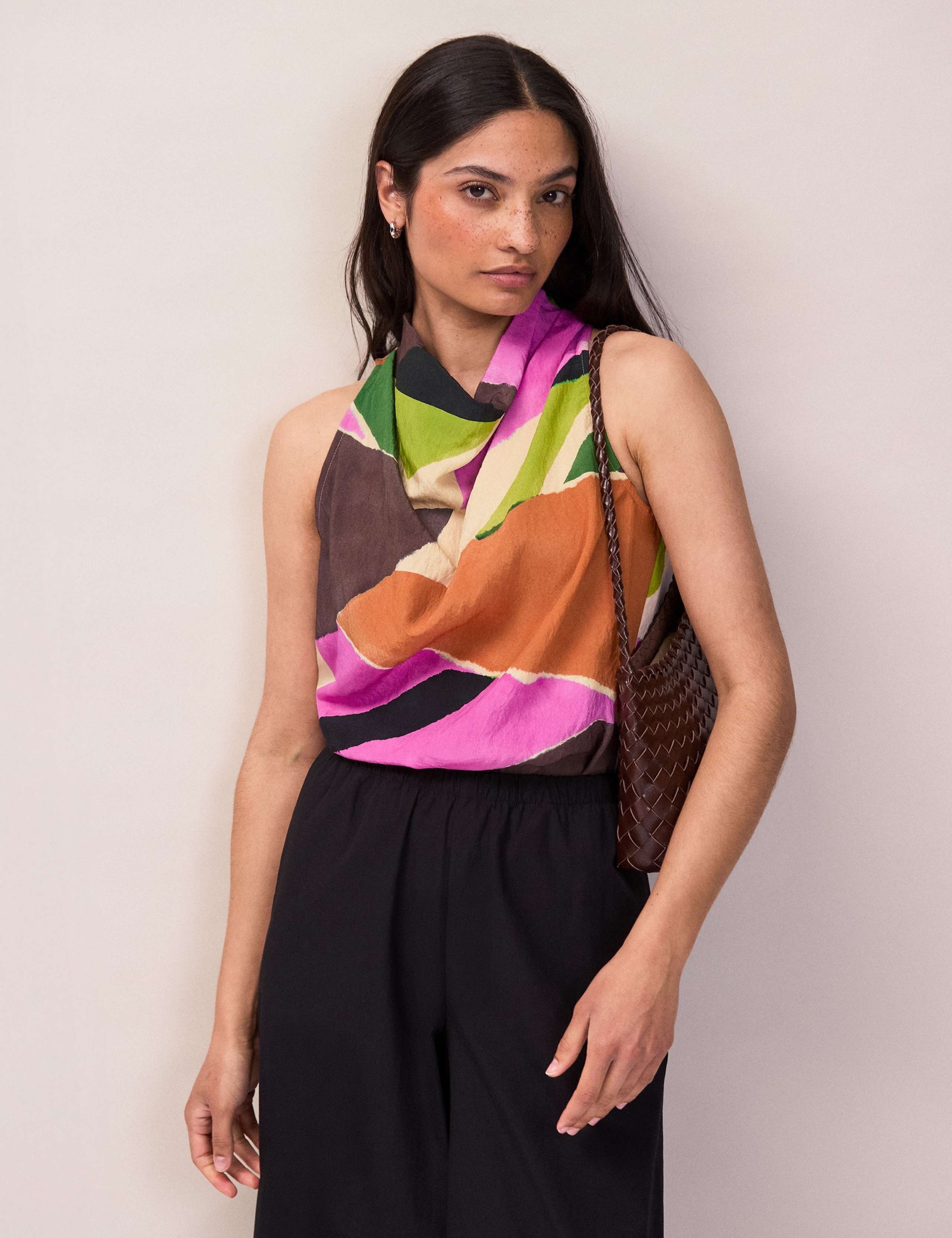 Geometric Cowl Neck Top