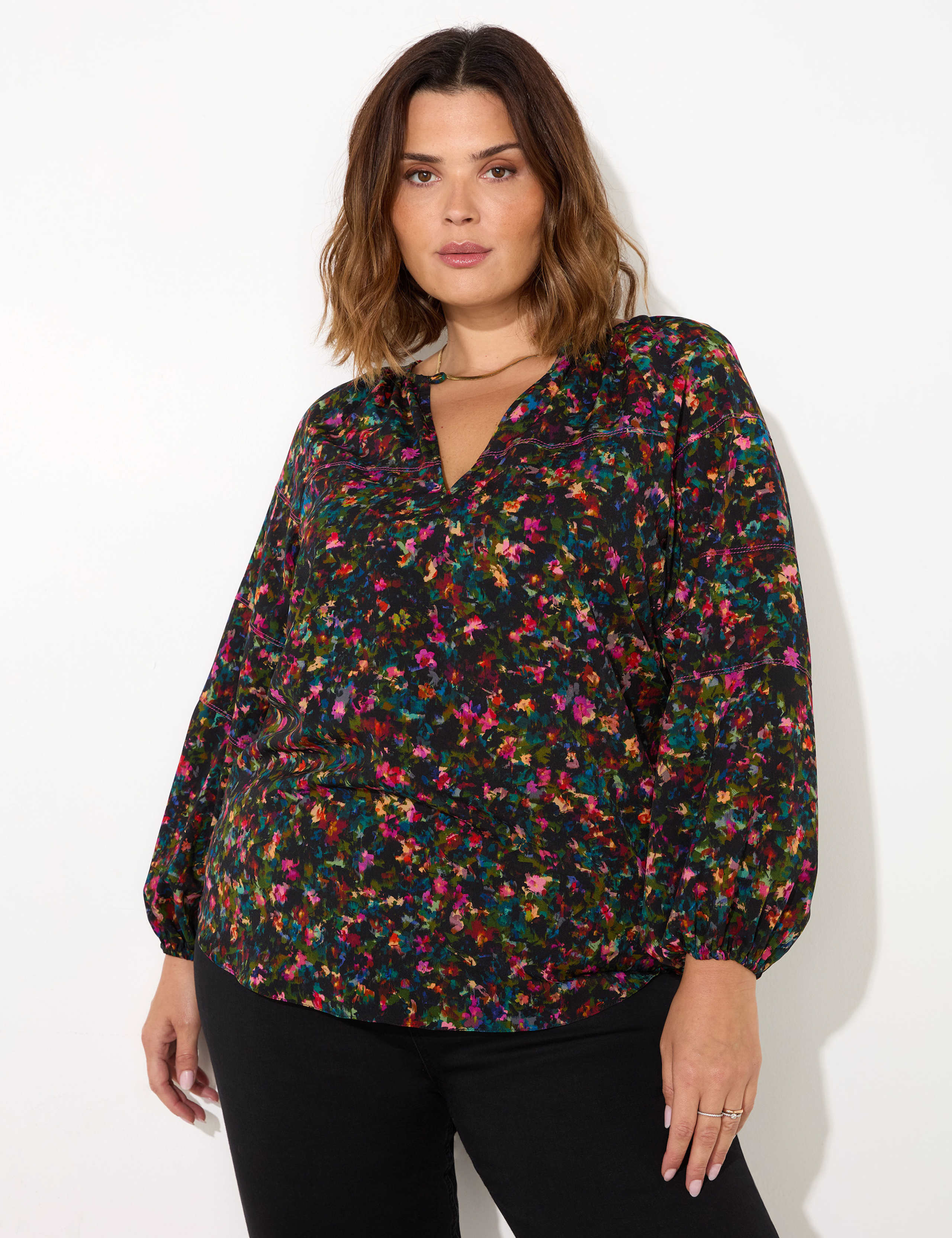 Floral V-Neck Blouse