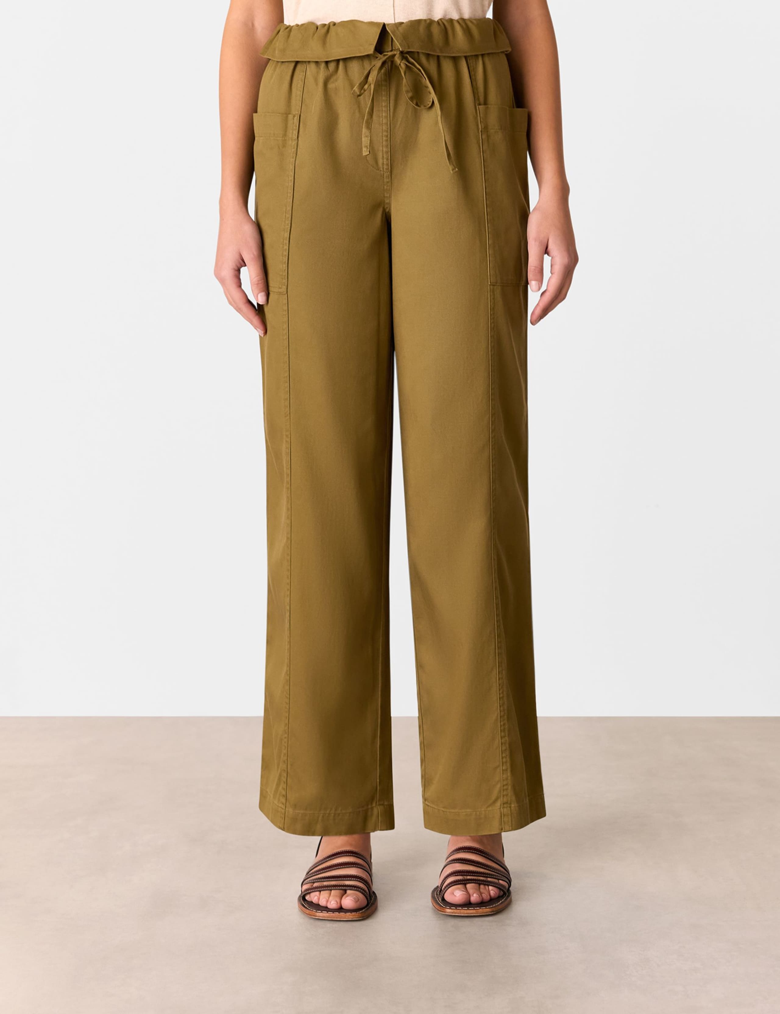 Lyocell Rich Paperbag Straight Leg Trousers