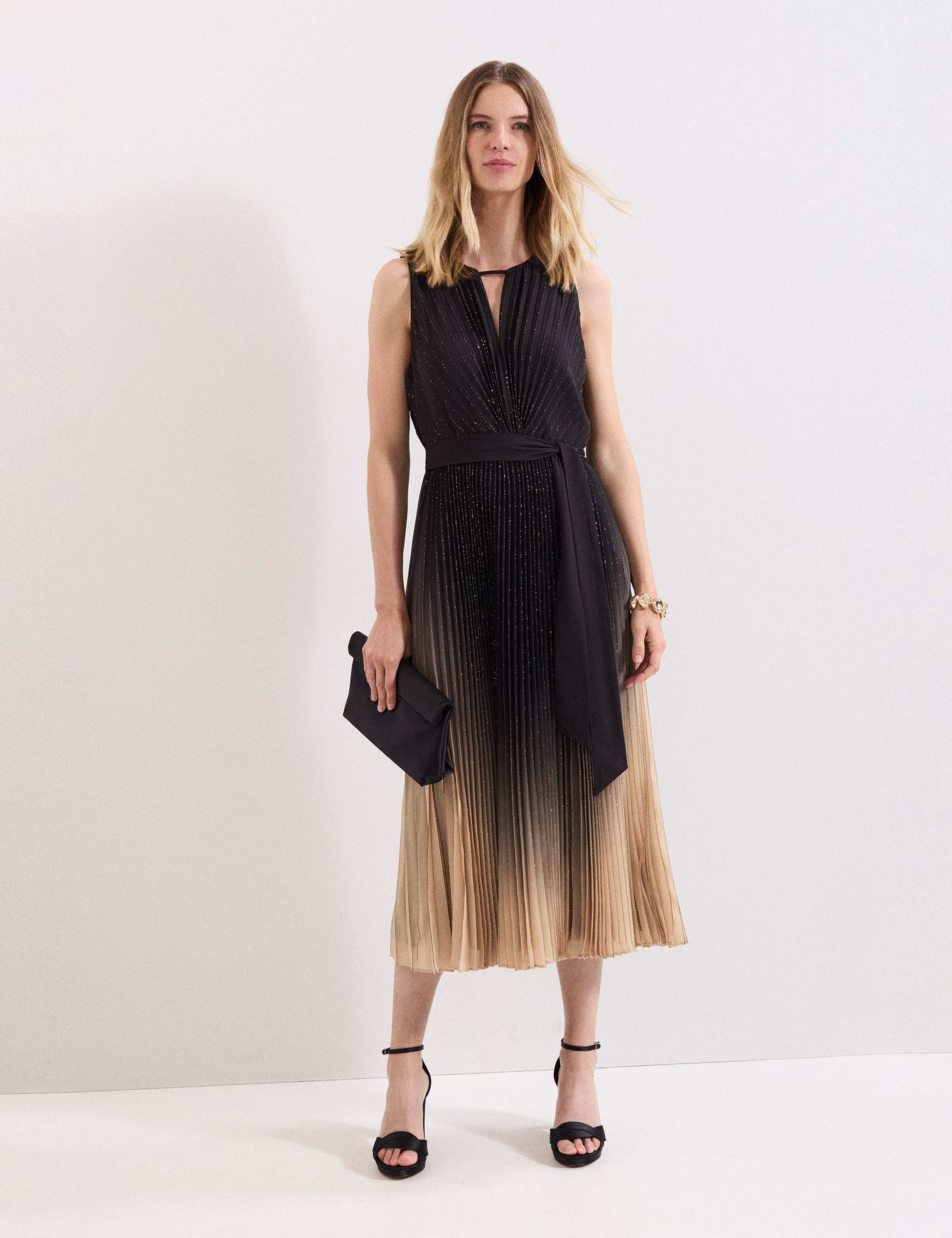 Sparkly Ombre Plisse Midaxi Dress