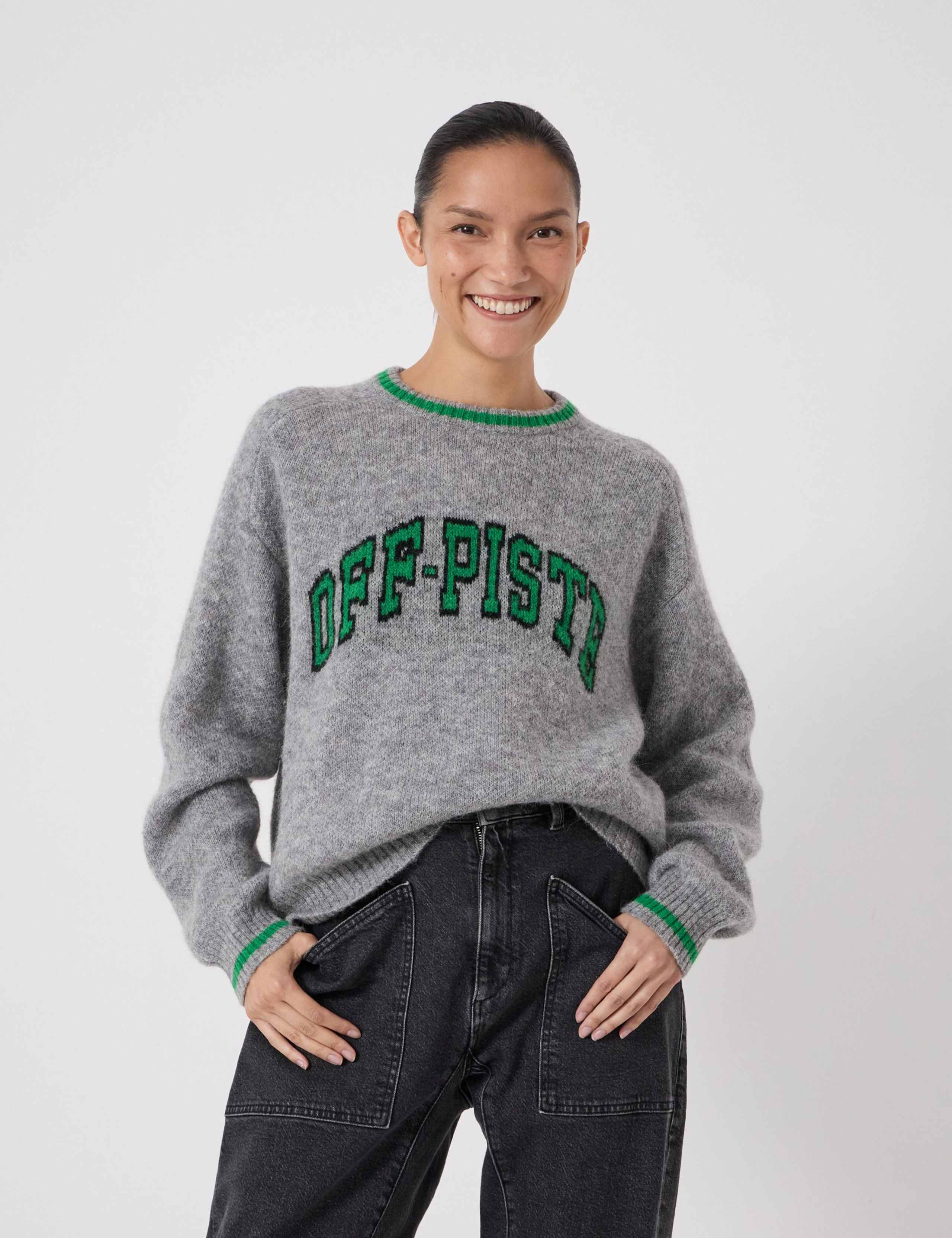 Wool Blend Off Piste Slogan Jumper