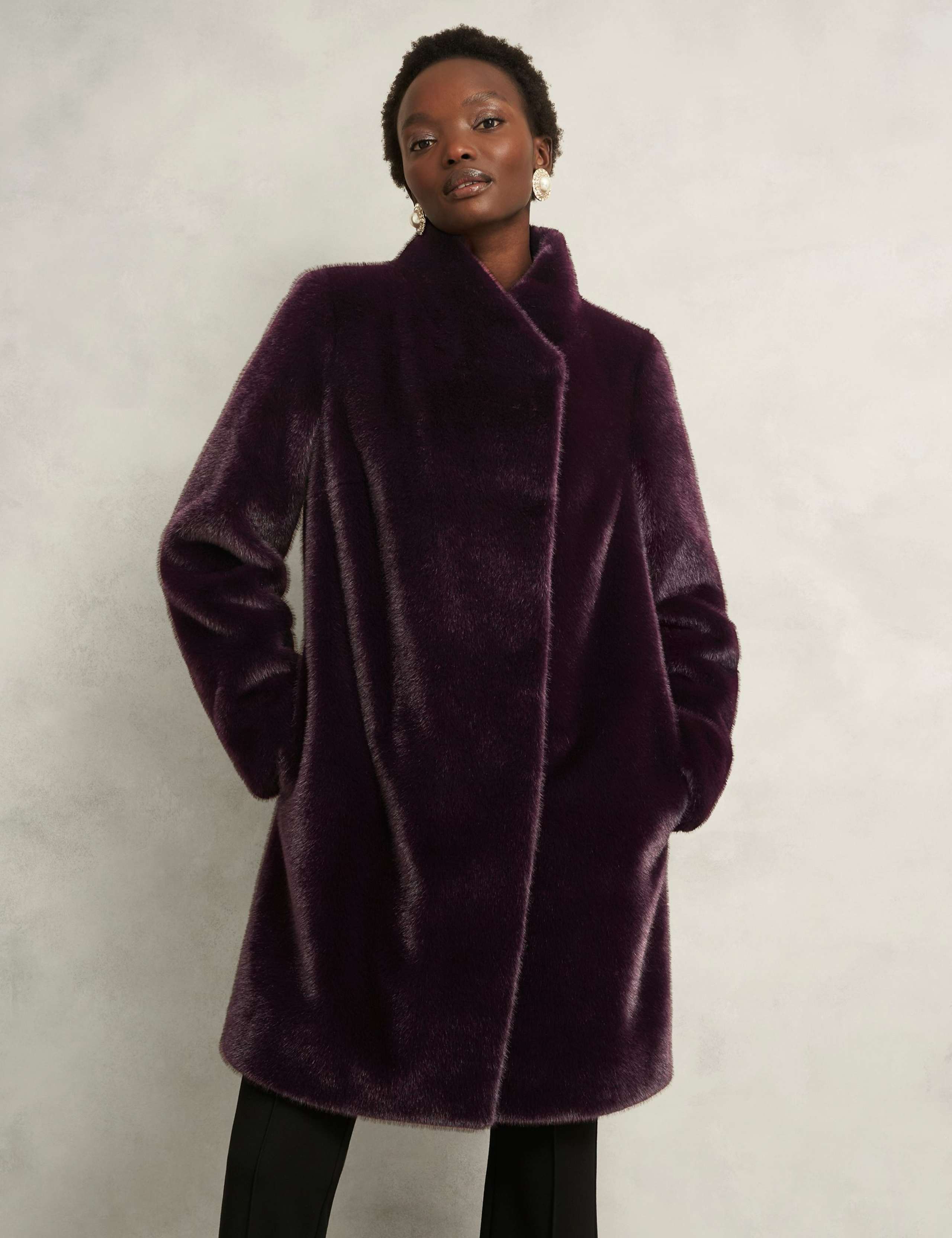 Faux Fur High Neck Coat