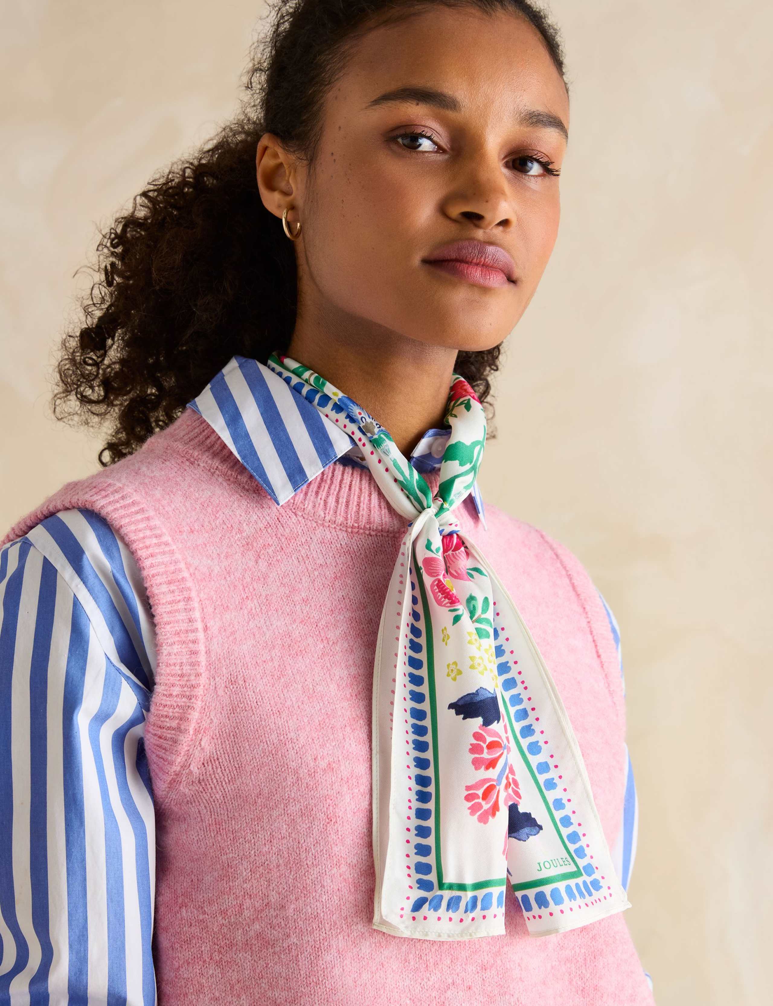 Pure Silk Floral Skinny Scarf