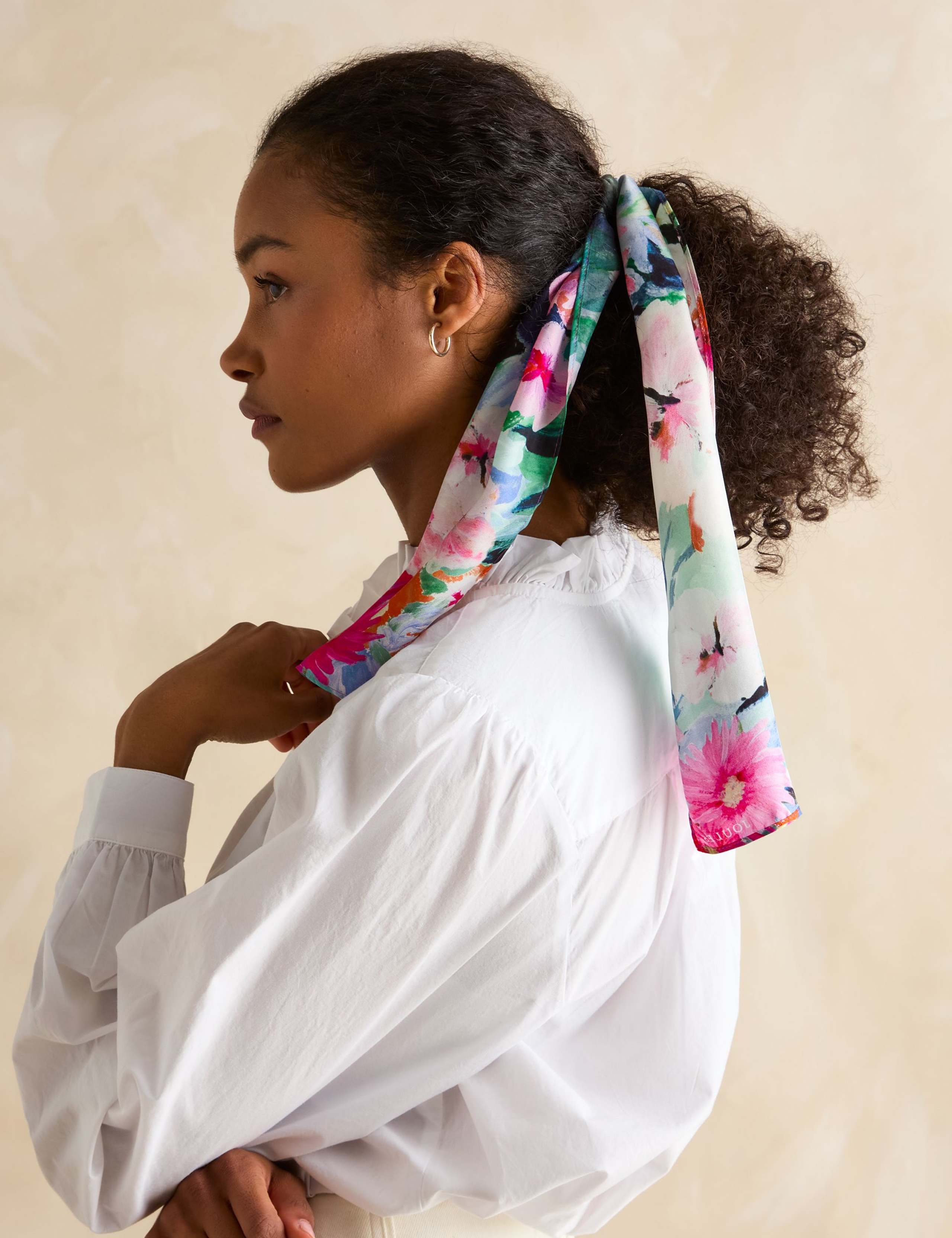 Pure Silk Floral Skinny Scarf