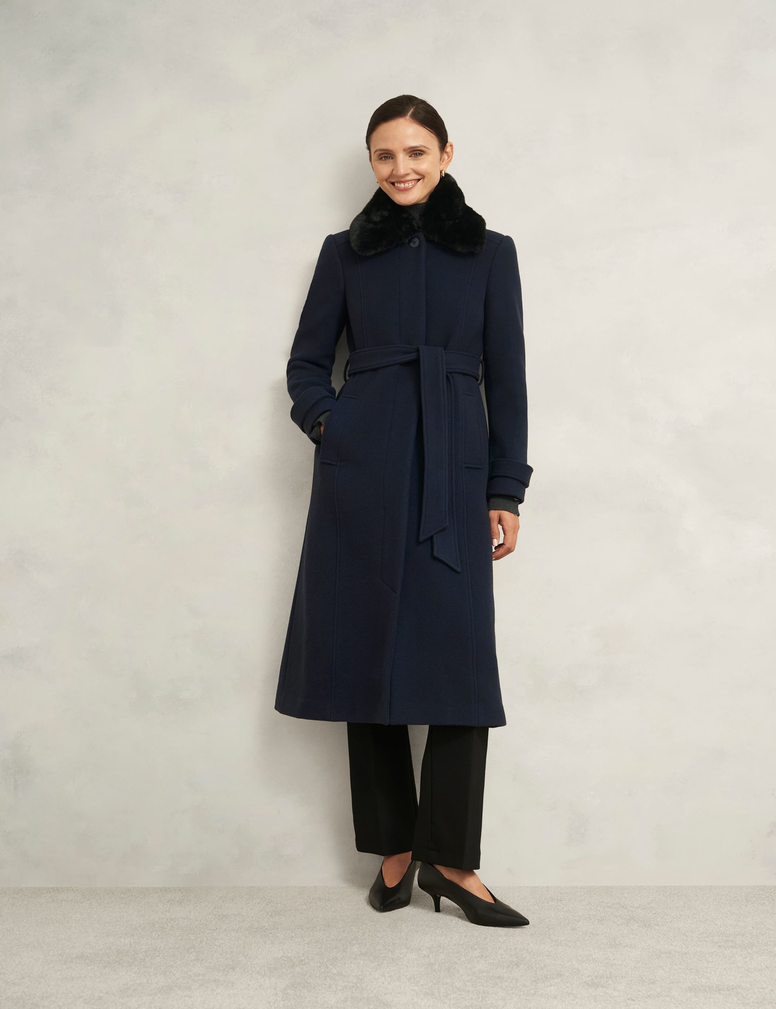 Wool Rich Collared Trench Coat with Cashmere