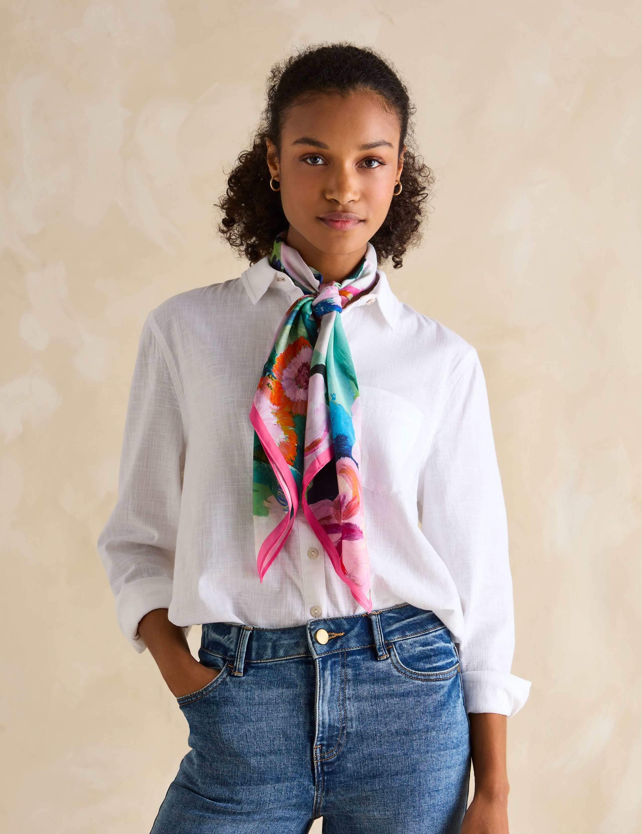 Pure Silk Floral Scarf