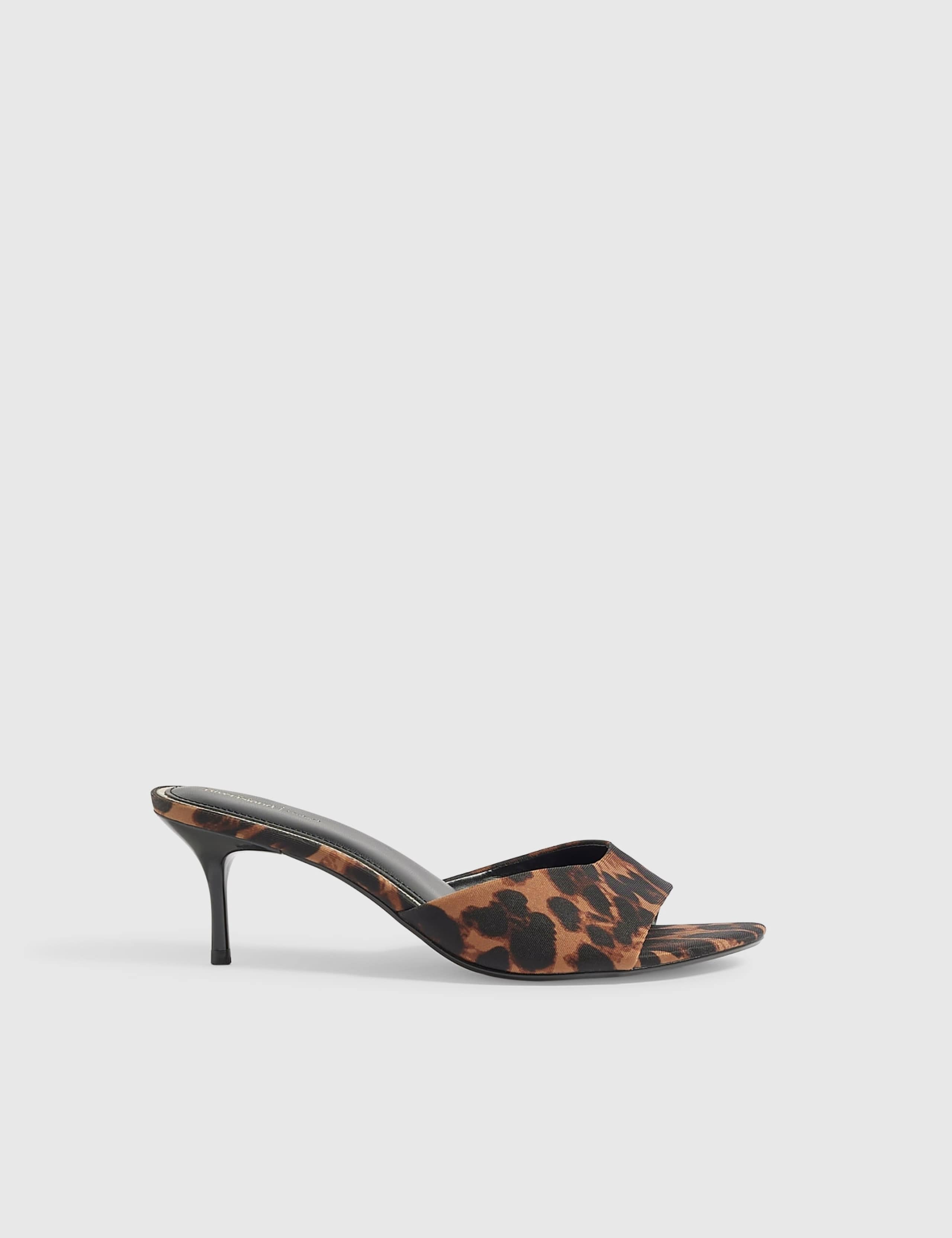 Leopard Print Mule Heeled Sandals