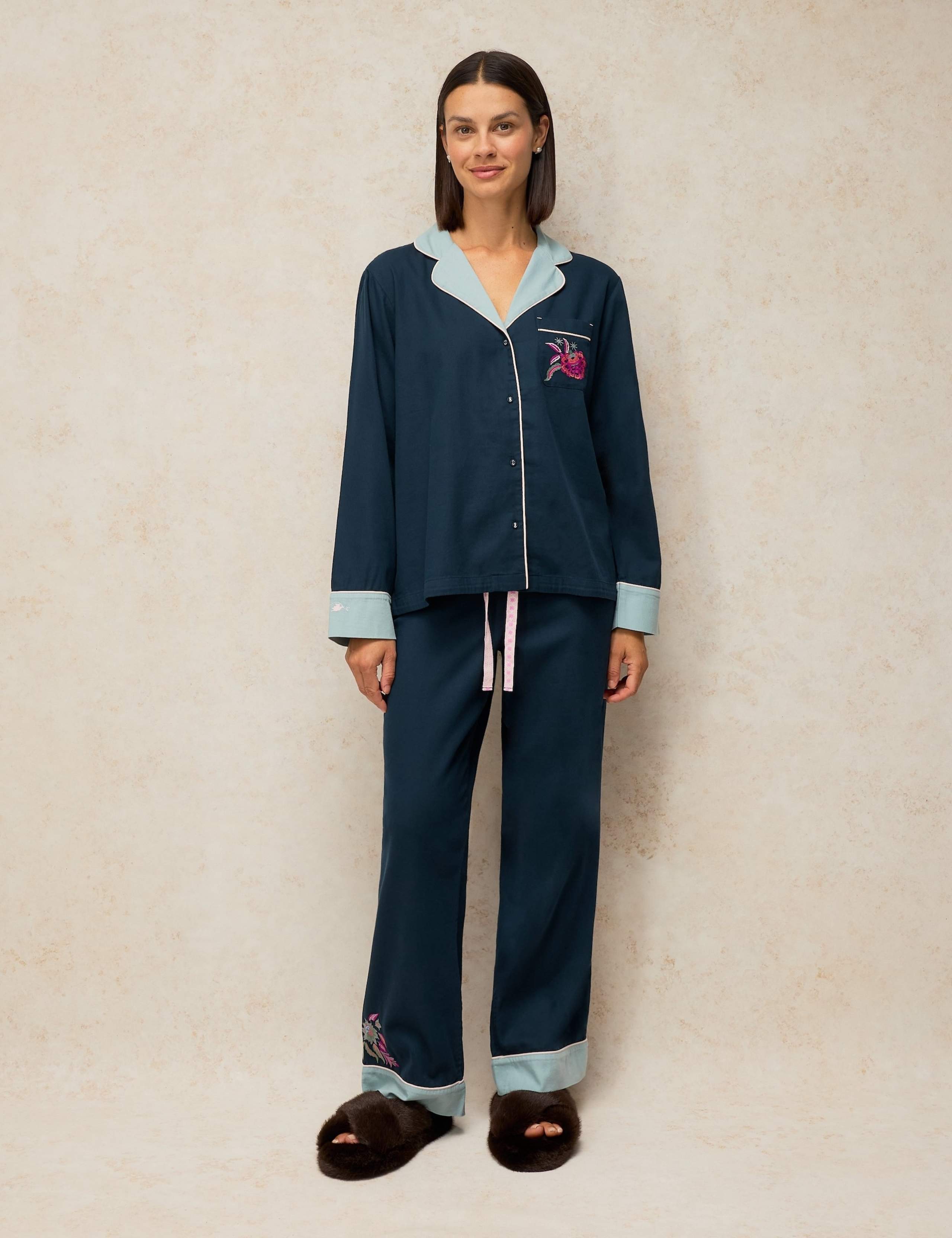 Cotton Rich Embroidered Pyjama Bottoms