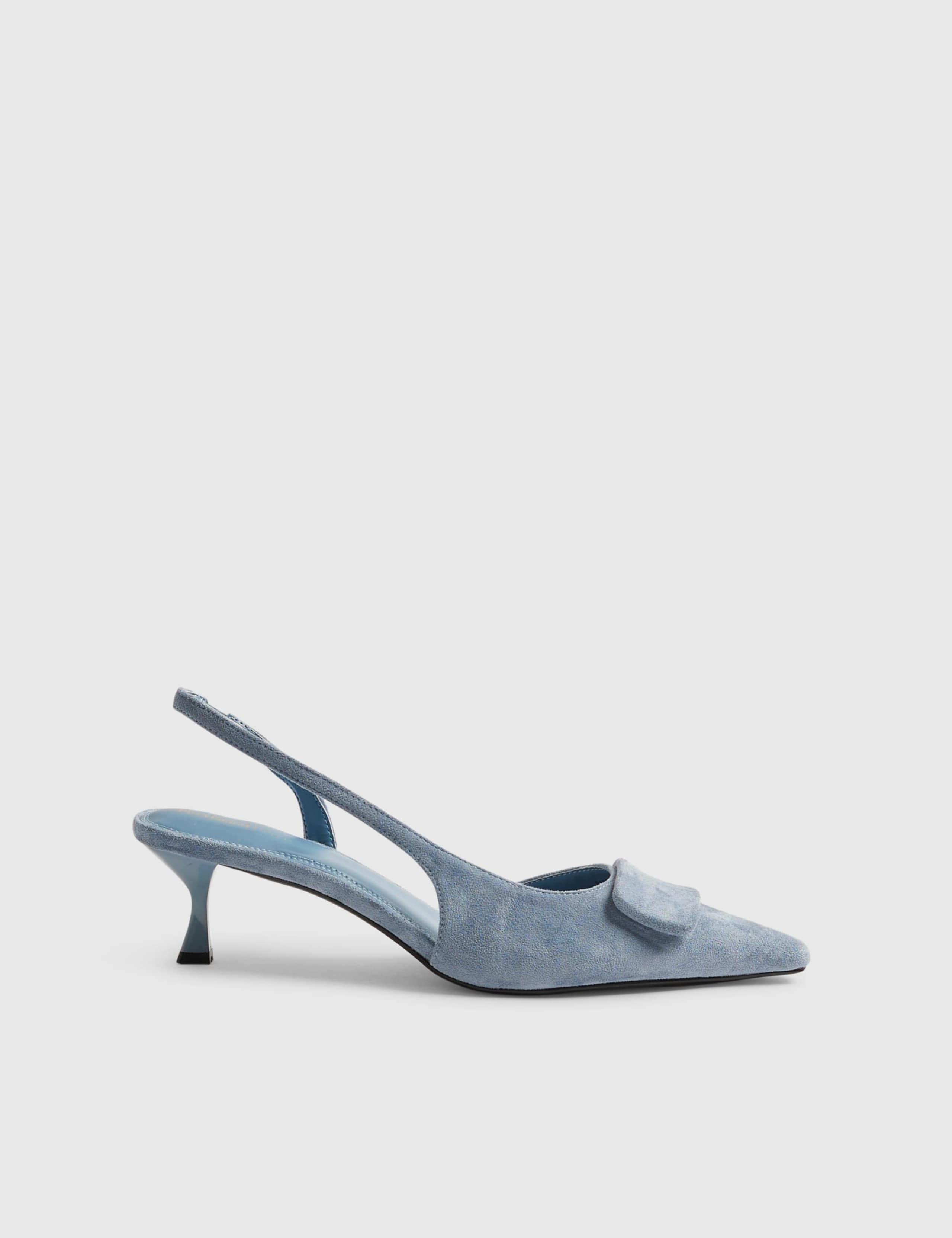 Suede Kitten Heel Slingback Court Shoes